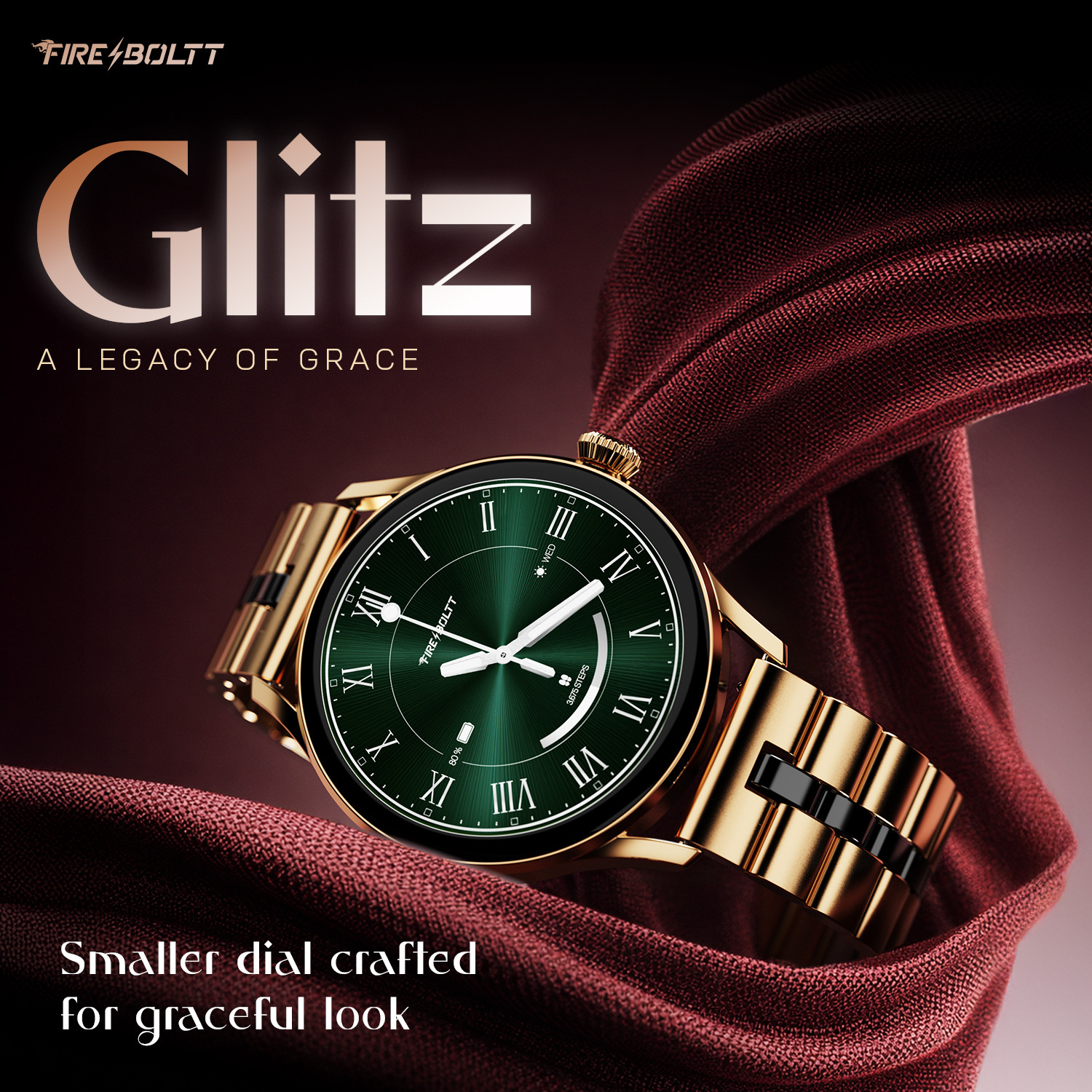 Image of Fire-Boltt Glitz 1.19 AMOLED Display, Rotating Crown, 1000 Nits, BT Call, Metal Body Women Smartwatch