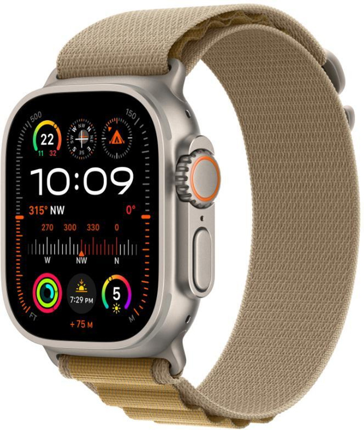 Image of Apple Watch Ultra 2 GPS + Cellular 49mm Natural Titanium with Tan Alpine Loop - M
