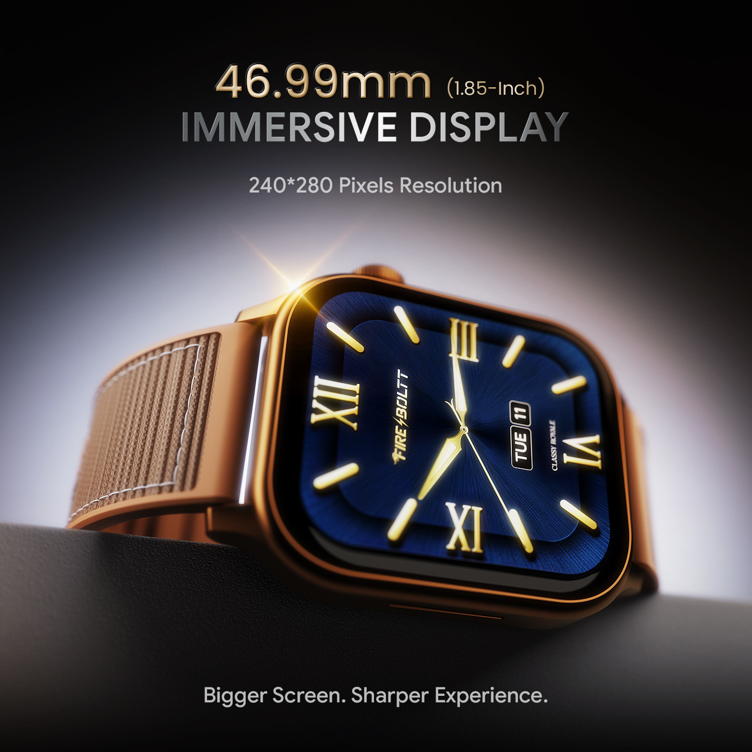 Image of Fire-Boltt Rise Force 1.85 BT Calling, Nylon Fluoroelastomer Hybrid Strap Rotating Crown Smartwatch