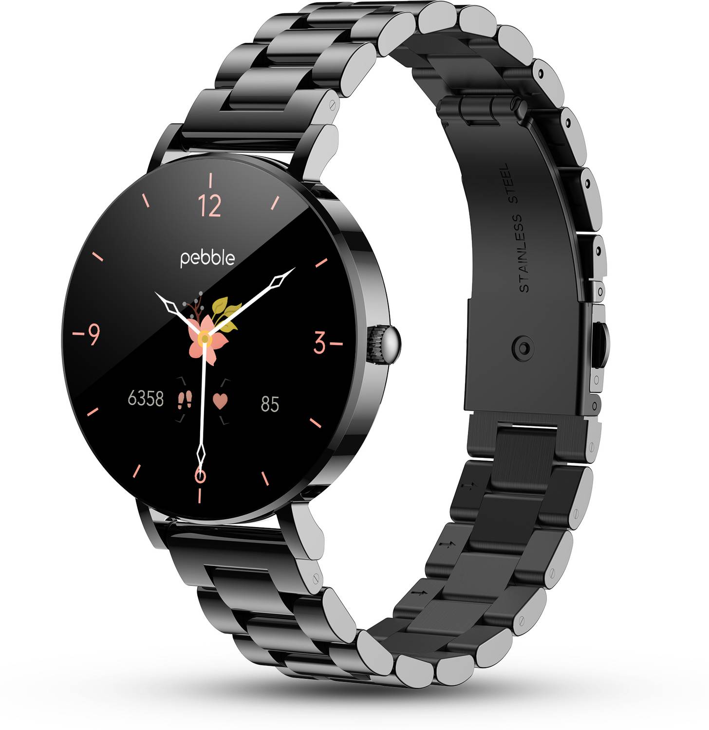 Pebble EVE 1.19'' AMOLED BT Calling, SS Strap, 700 Nits Display,
