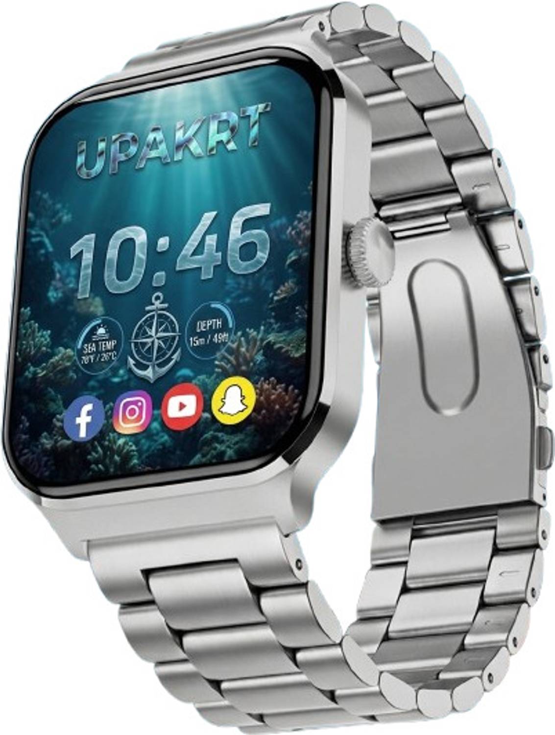 Upakrt Premium Silver Metal Link Bracelet & Flexible Sport Band S