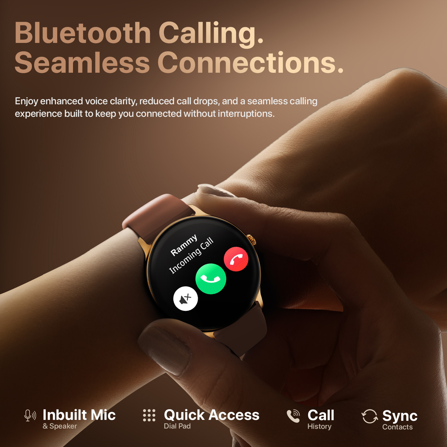 Image of Fire-Boltt Ninja Talk 35.3mm (1.39) Round Bluetooth Calling Metal Body,120 Sports Modes Smartwatch