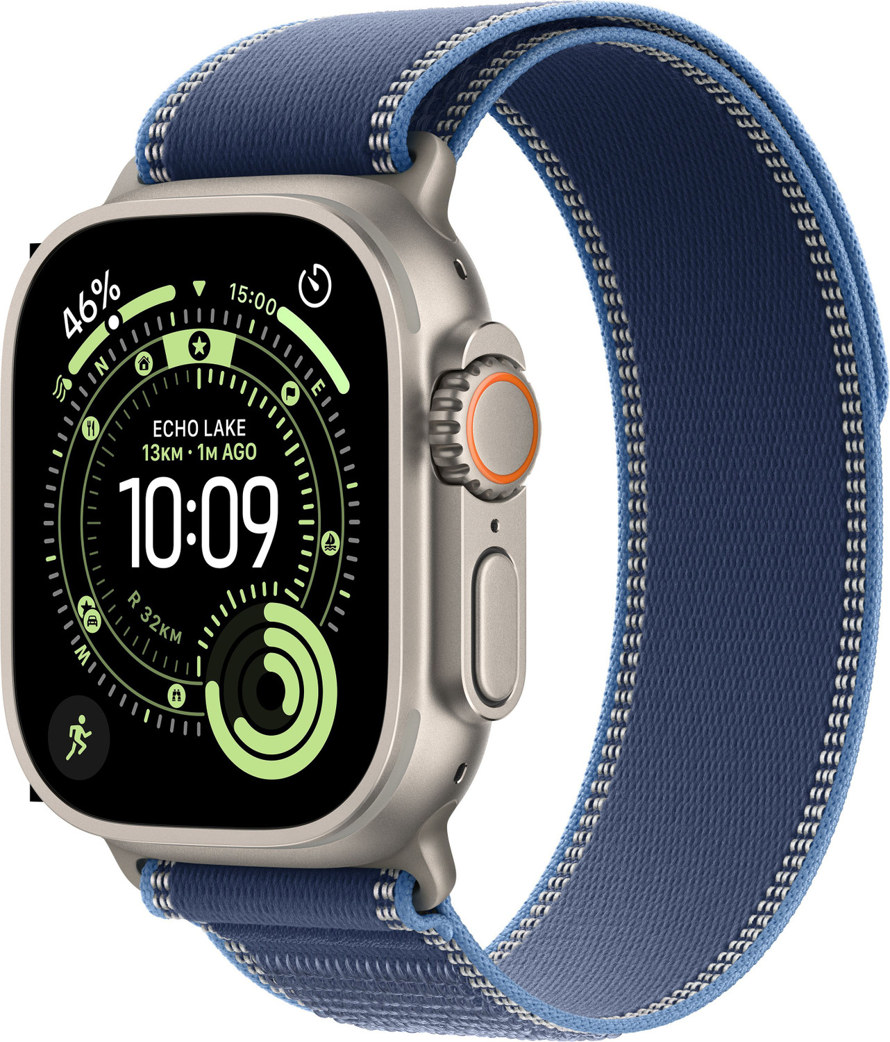 Image of Apple Watch Ultra 3 GPS + Cellular 49mm Titanium Case Blue /Bright Blue Trail Loop- M /L