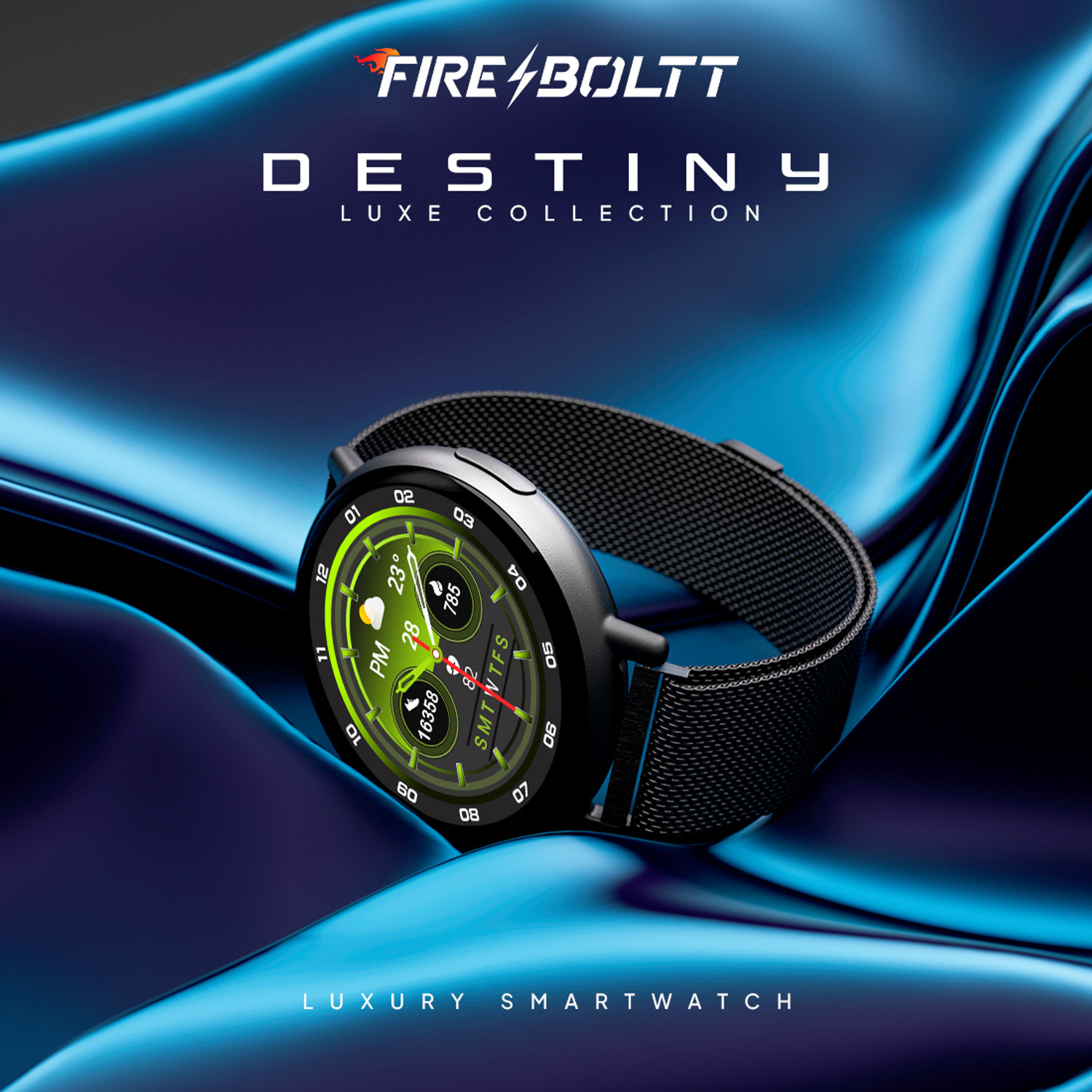 Image of Fire-Boltt Destiny 35.3mm (1.39) Stainless Steel Smartwatch, Metal Body, Bluetooth Calling Smartwatch