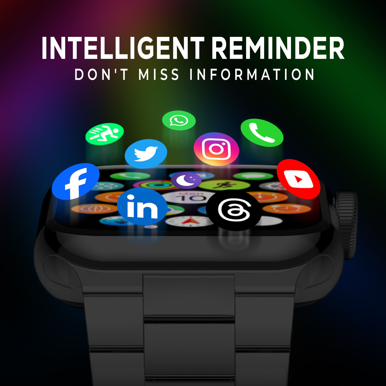 Image of GameSir T500 Ultra Metal Black Smartwatch with Bluetooth, Fitness & Heart Rate Tracking Smartwatch