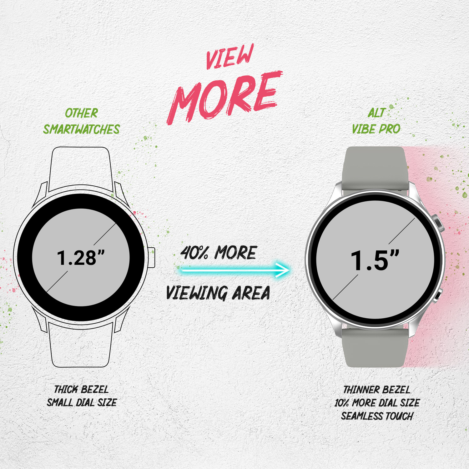 Image of alt Vibe Pro, 1.5 inch Display, Single Chip Calling, 300 Watchfaces,500 nits, Metal body Smartwatch