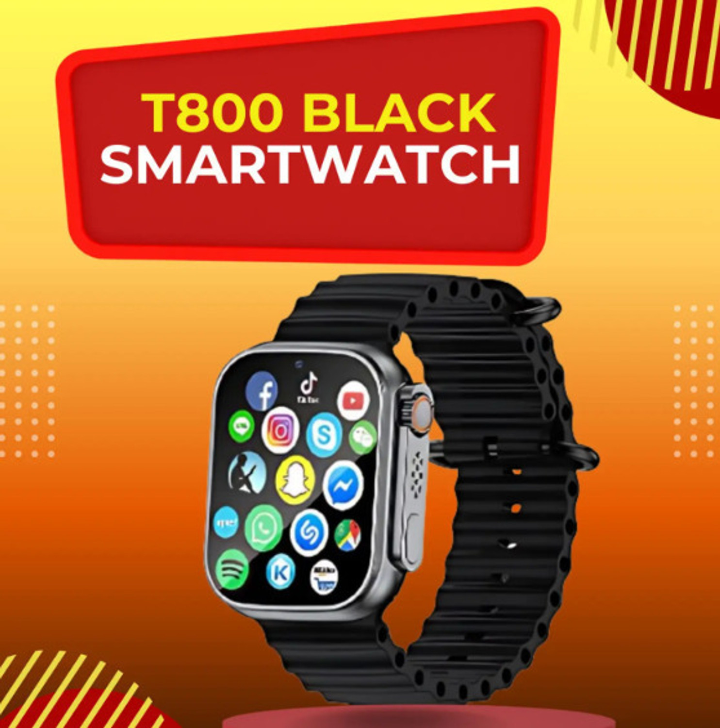 Image of TechFusion T800 Ultra Digital Watch, Bluetooth Calling, 1.99 Inch HD Screen (Black) Smartwatch