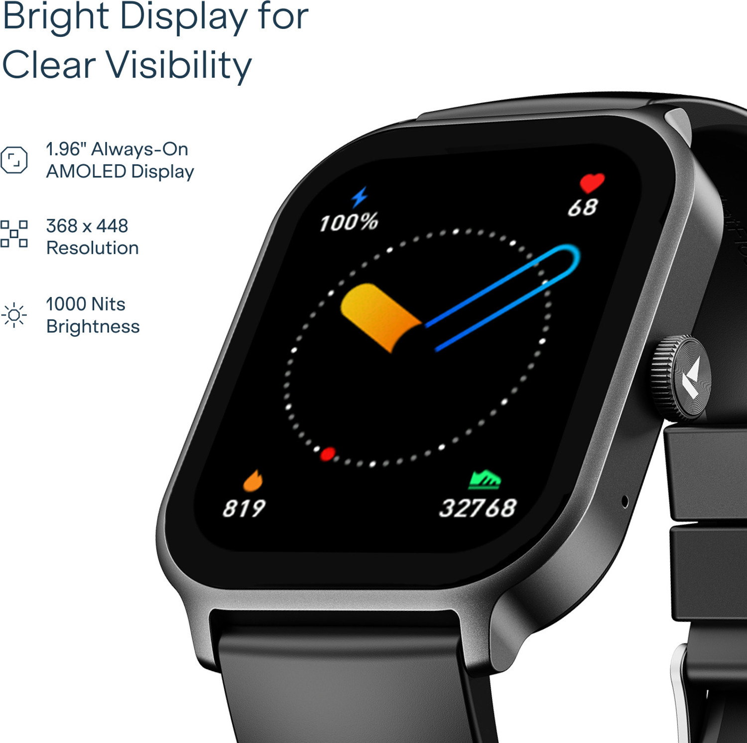 Image of boAt Ultima Ember 2, 1.96 inch AMOLED, Ultra Bright 1000 nits, AOD, Functional Crown Smartwatch