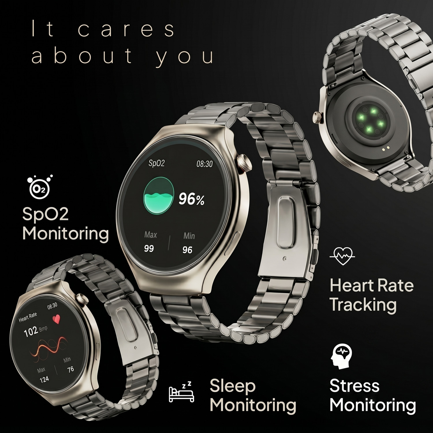 Image of Ubon BOSS Pro Smartwatch 1.43 Display, BT Calling, Metal Strap, 20-Day Battery Life Smartwatch