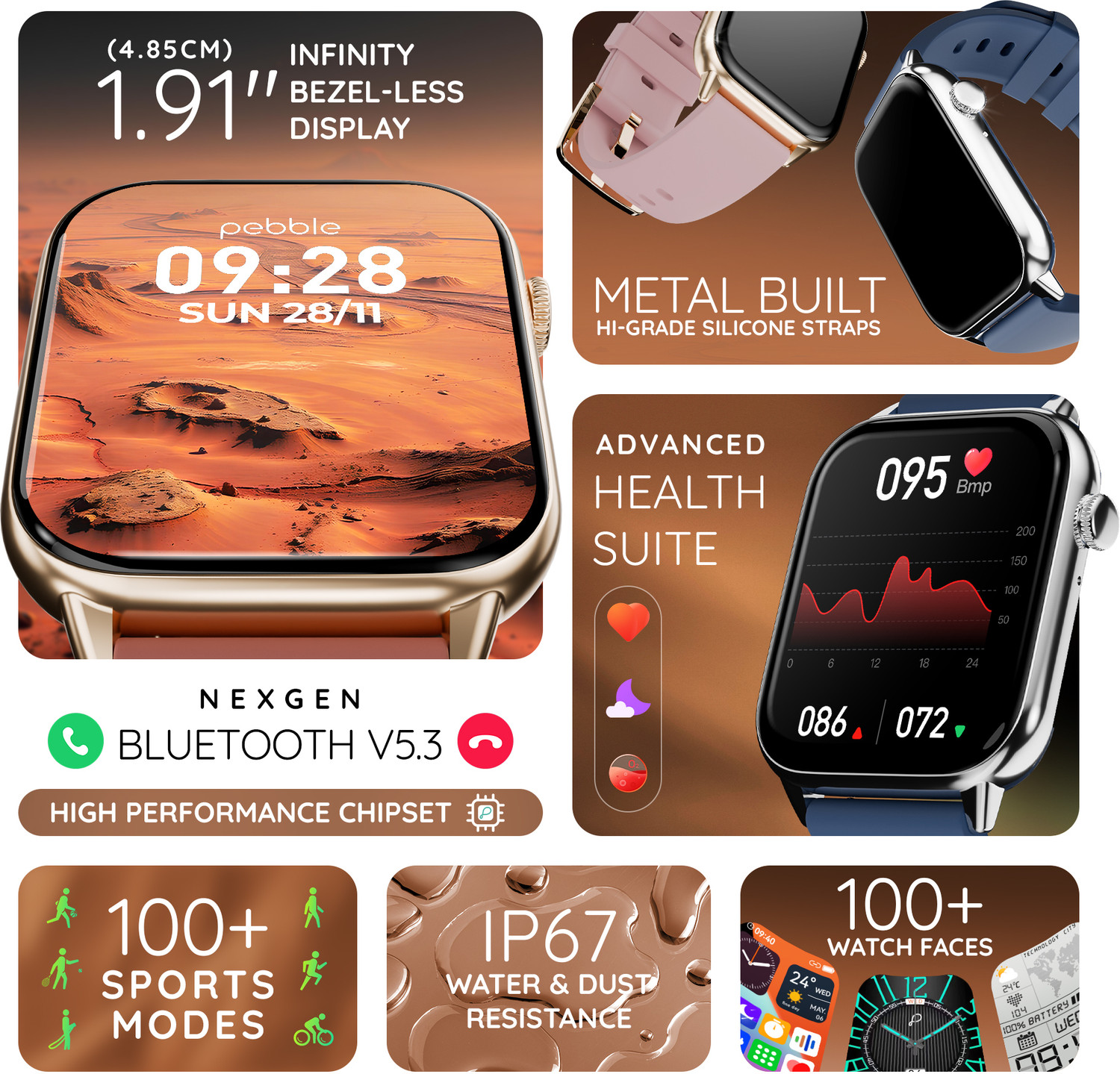 Image of Pebble Cosmos Ultra 2.0, 1.91'' 600 Nits Bezel-Less Infinite Display, Ultra-Thin Dial Smartwatch