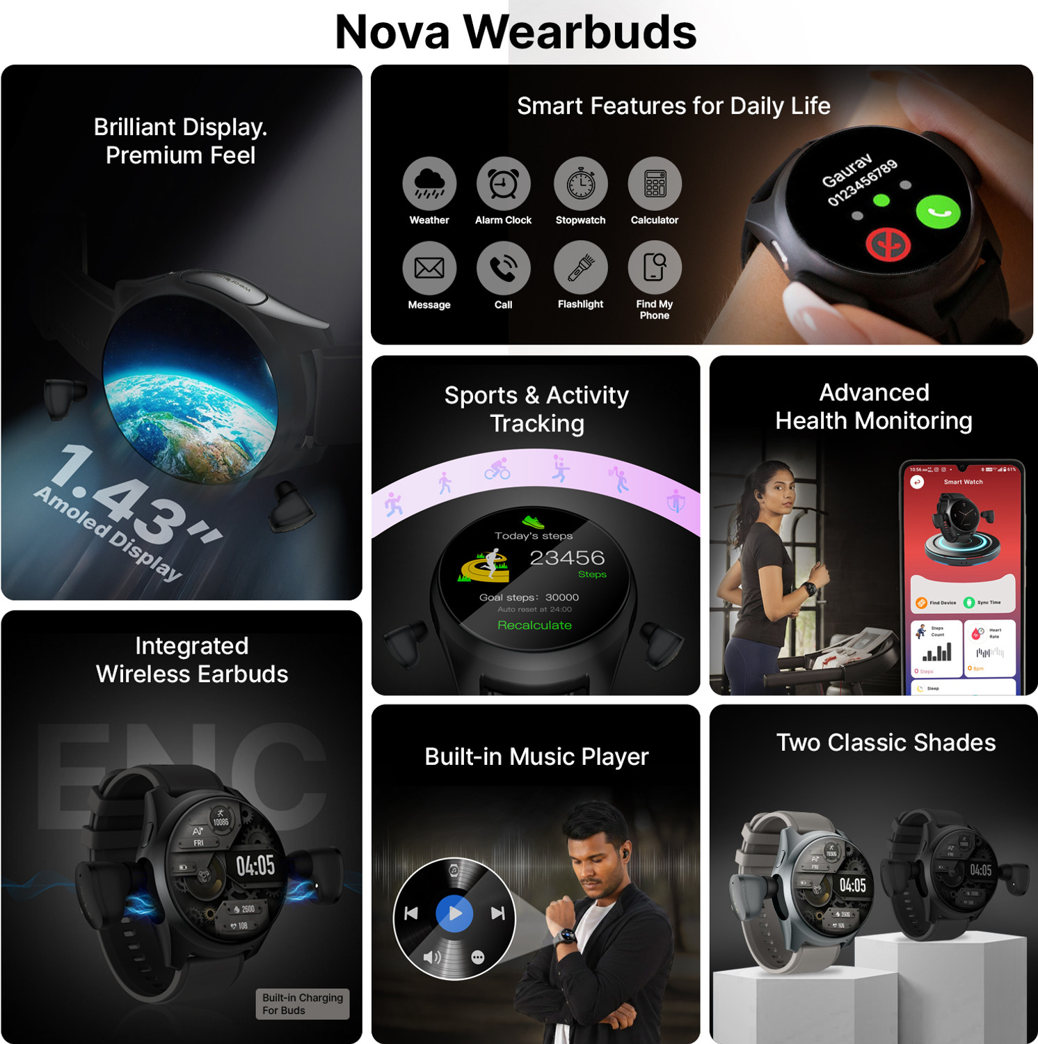 Image of Ai+ Wearbuds with Built-in TWS, ENC & Sports Modes, Health Suite Smartwatch