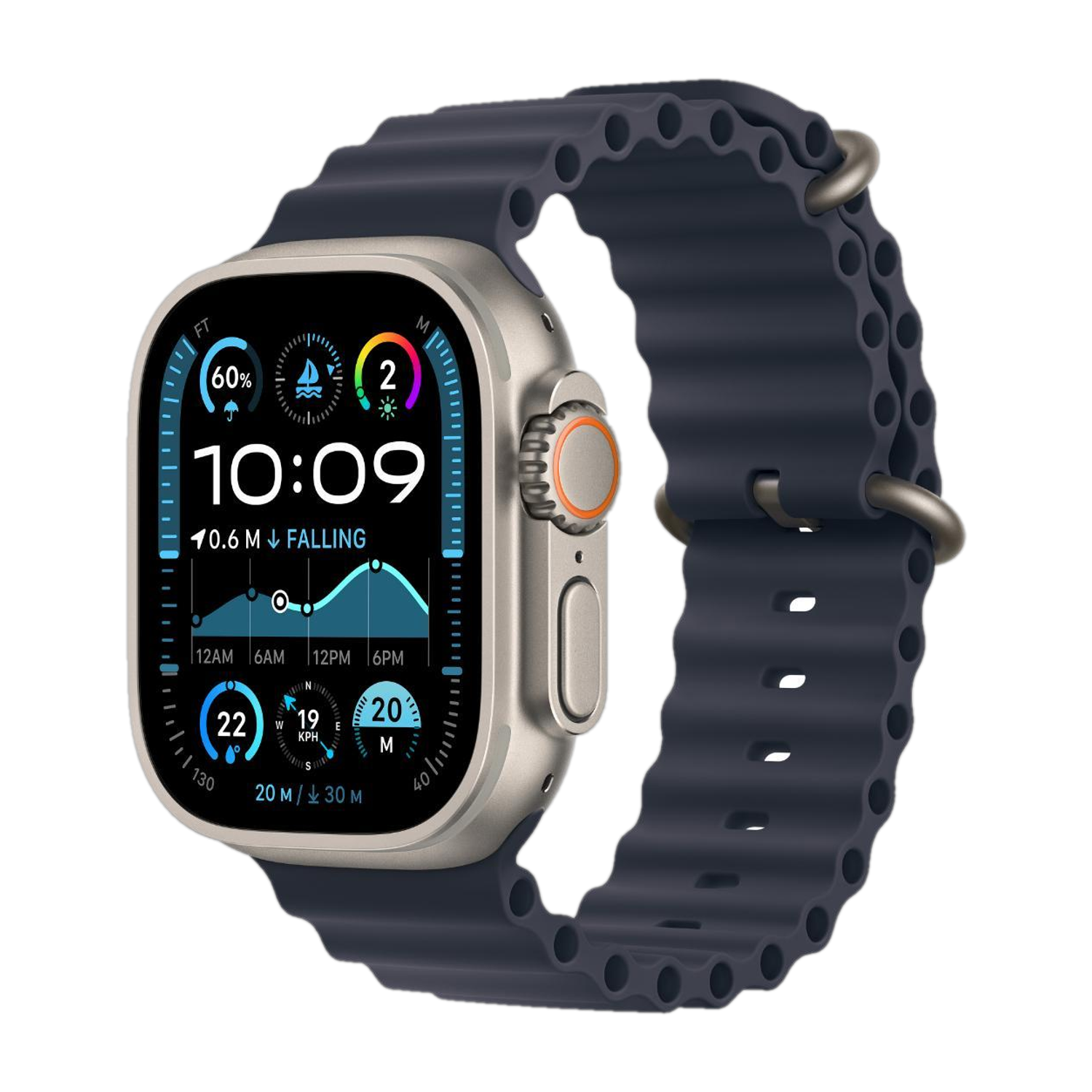 Apple Watch Ultra 2 GPS + Cellular 49mm Natural Titanium with Navy Ocean Band