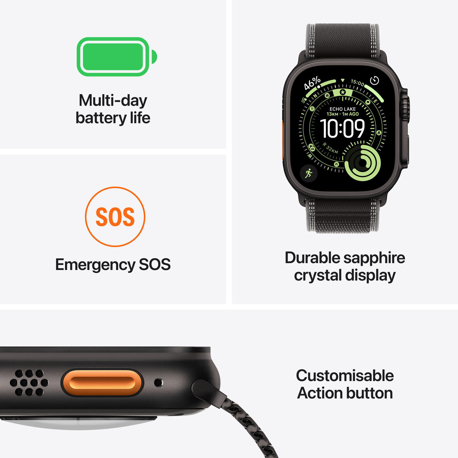 Image of Apple Watch Ultra 3 GPS + Cellular 49mm Titanium Case Light Blue Alpine Loop - Medium