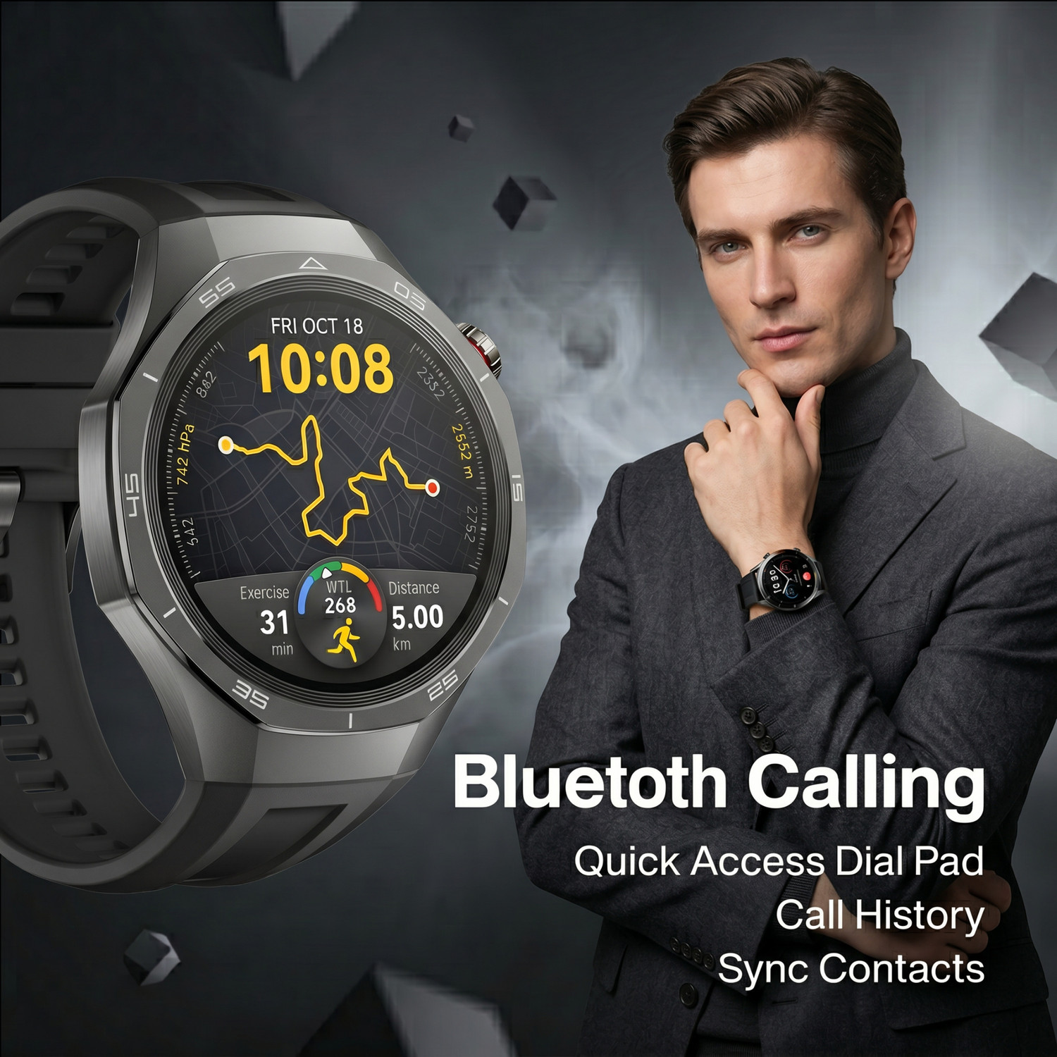 Image of Trendz AeroX PulsePro AMOLED BT Calling Smart Watch IPX5 120 Sport Health Mode 200 Face Smartwatch