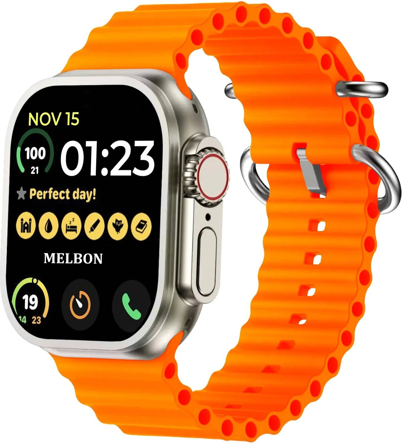 Melbon T800 Orange Bluetooth Calling 1.83" Screen Sunlight Proof