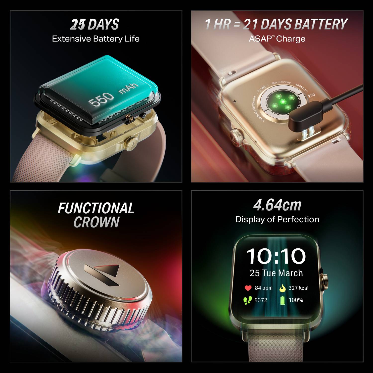 boAt Storm Infinity Smartwatch, 21-Day Battery, 1.96" HD Display - Image 2