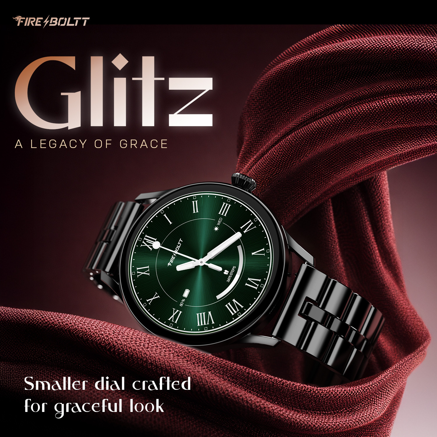 Image of Fire-Boltt Glitz 1.19 AMOLED Display, Rotating Crown, 1000 Nits, BT Call, Metal Body Women Smartwatch