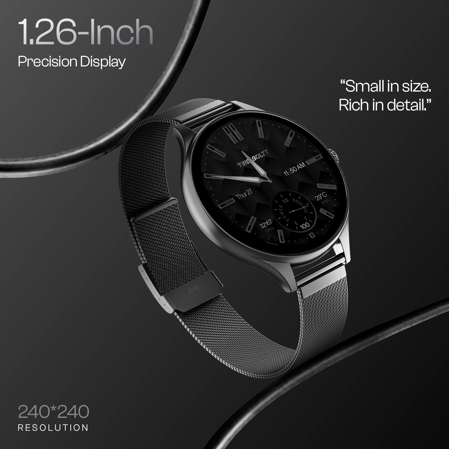 Image of Fire-Boltt Hurricane Air 1.26 Round Display Rotating Crown Metal Body Wireless Charging Smartwatch