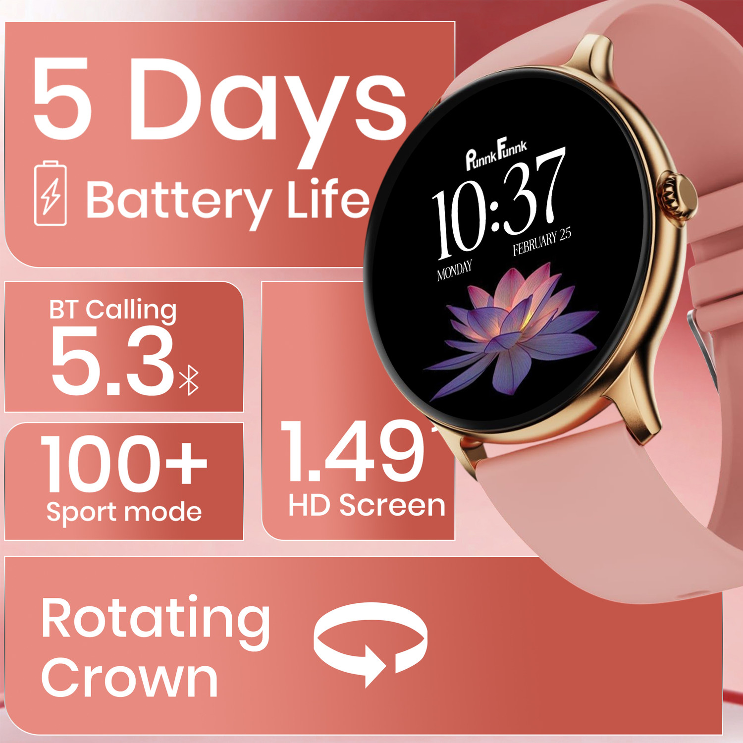 Image of PunnkFunnk Active 2 Pro 1.49 inchHD Display, Bluetooth Calling, Music, 5 Day Battery, Game,IP67 Smartwatch