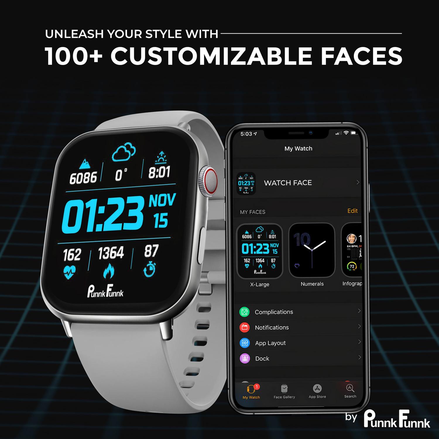 Image of PunnkFunnk Edge-Lite | 1.99 inch Amoled Display | BT Calling | AI Voice | Music | Fitness Smartwatch