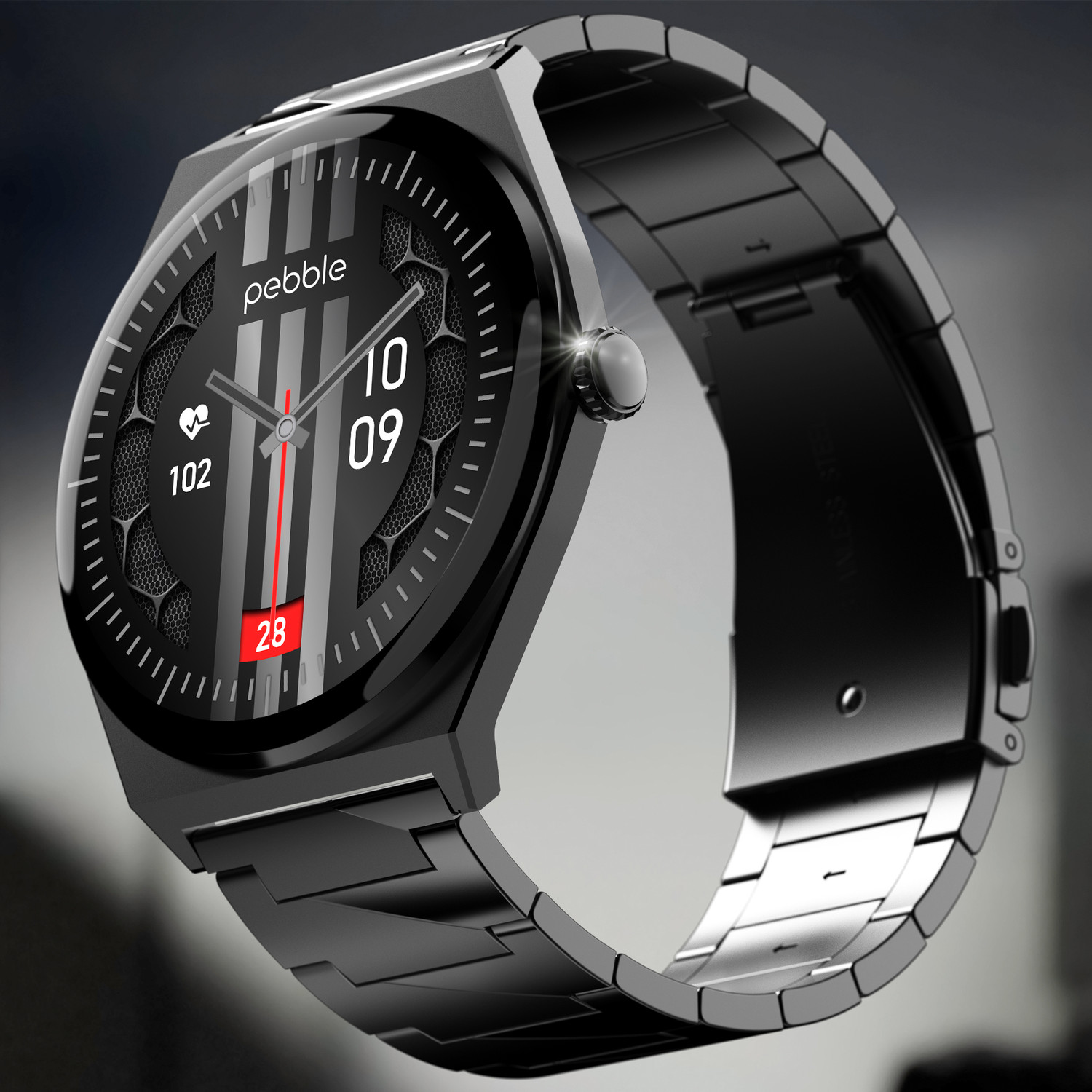 Image of Pebble Royale Steel Luxury Edition, Ultra Slim, 1.43 inch Amoled, AOD, Stainless Steel Smartwatch
