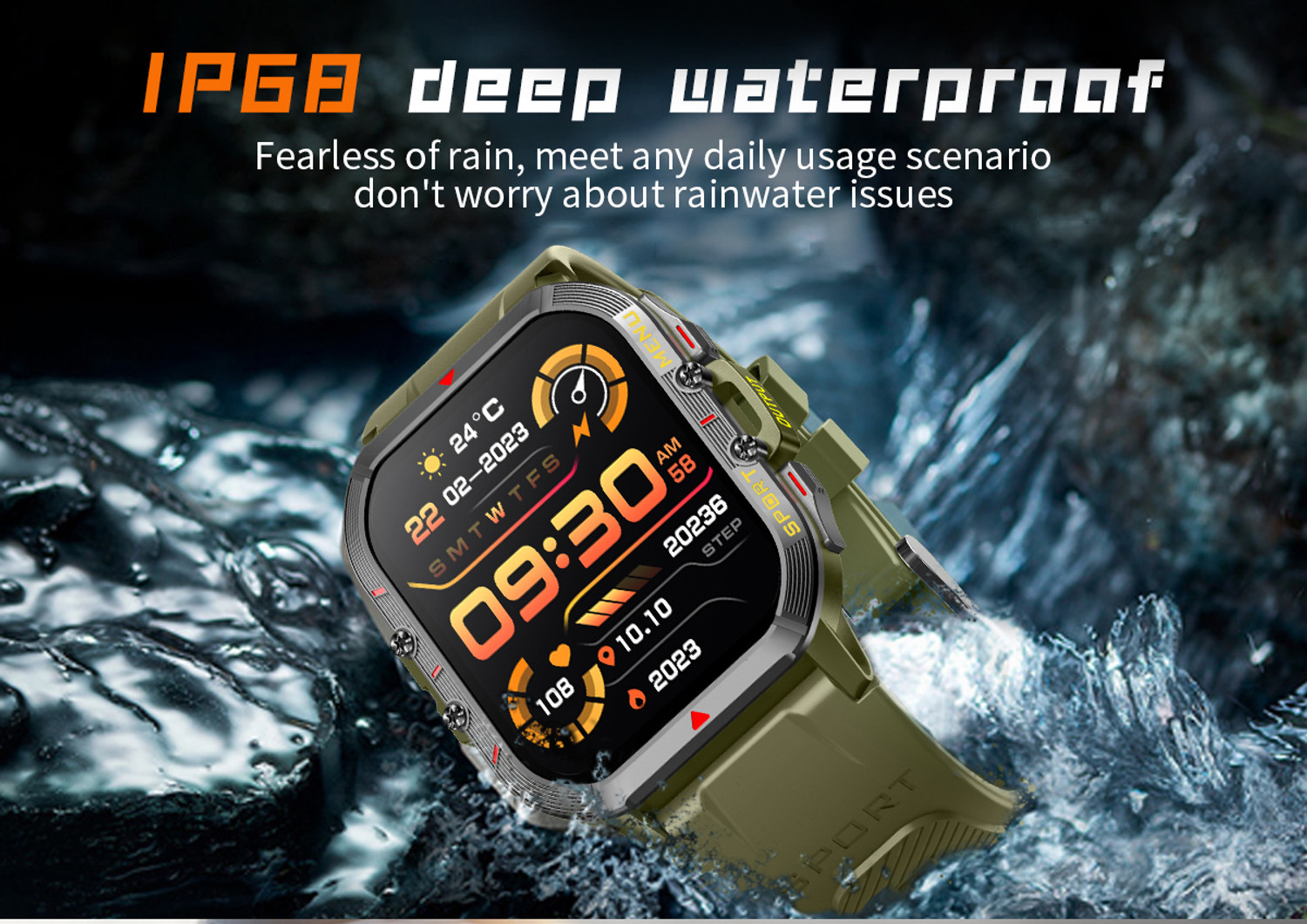 Image of Microflash Army Grade 1.96 inch HD Display Touch Screen Bluetooth Calling With 123 Sports Mode Smartwatch