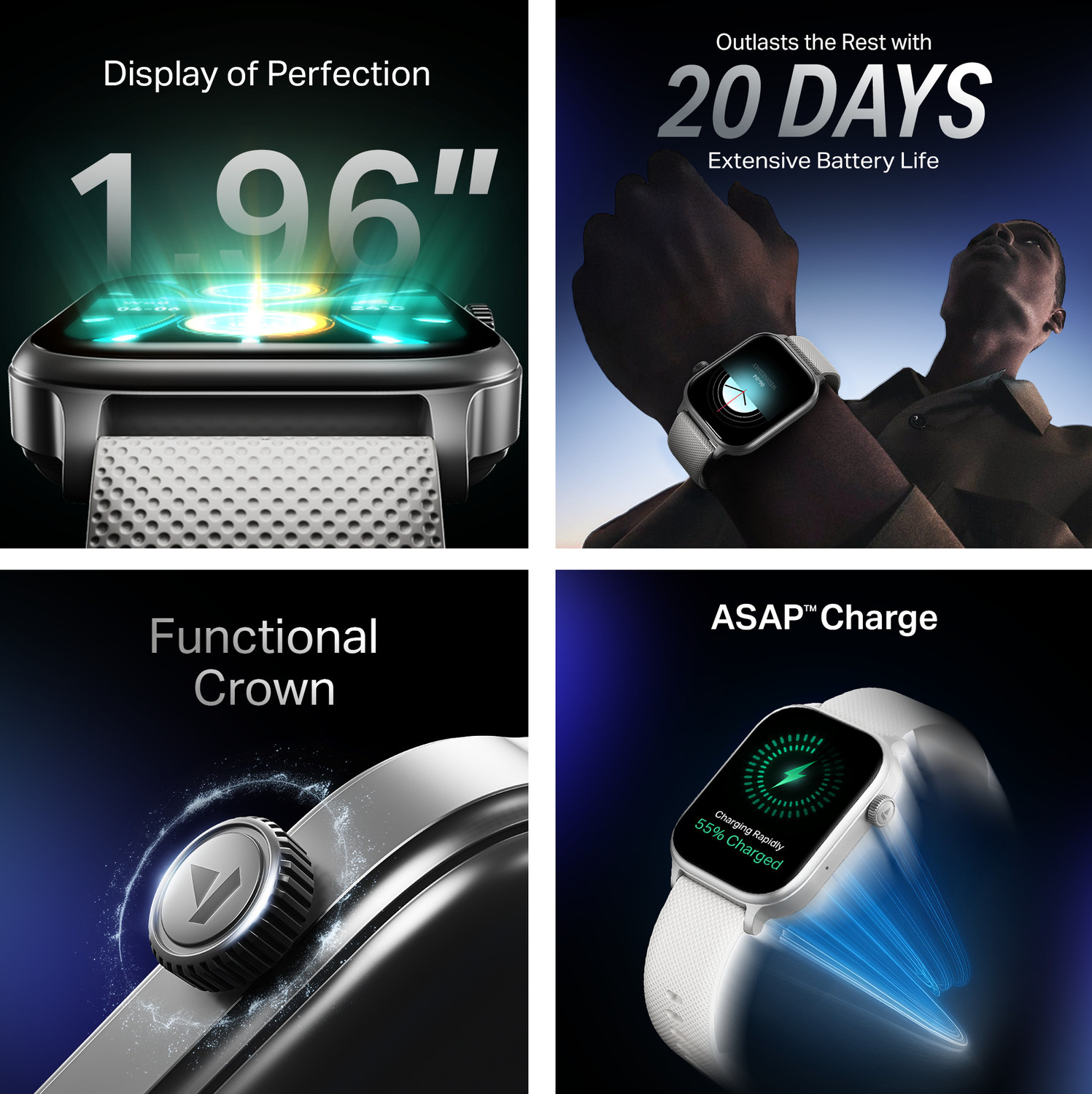 Image of boAt Storm Infinity Plus, 20 Days BIG Battery, ASAP Charge, 1.96 inch(4.97 cm) HD Display Smartwatch