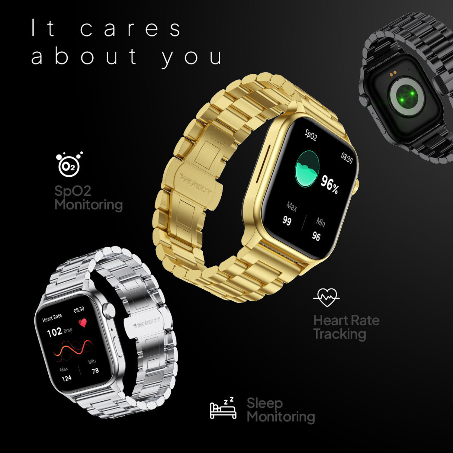 Image of Fire-Boltt Rise Luxe Stainless Steel Luxury, 47mm (1.85) Display, Games, 120+ Sports Smartwatch