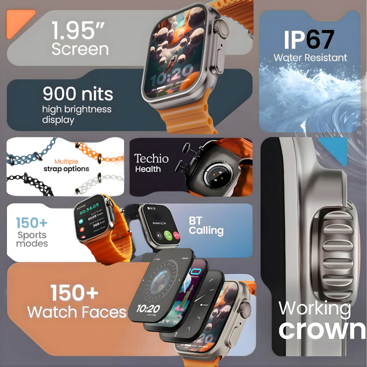 Image of TECHIO T800 Smart Watch Ultra V-Pro 267 Ultra Smart Watch Smartwatch