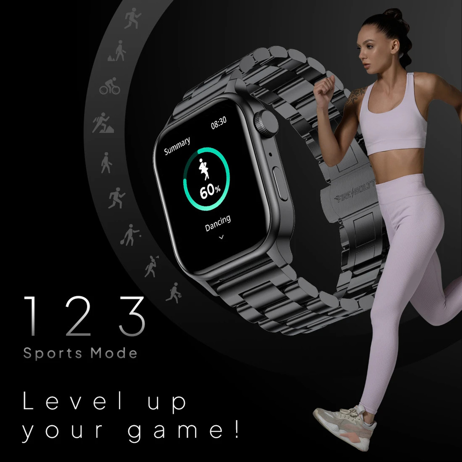 Image of Fire-Boltt Rise Luxe Stainless Steel Luxury, 47mm (1.85) Display, Games, 120+ Sports Smartwatch
