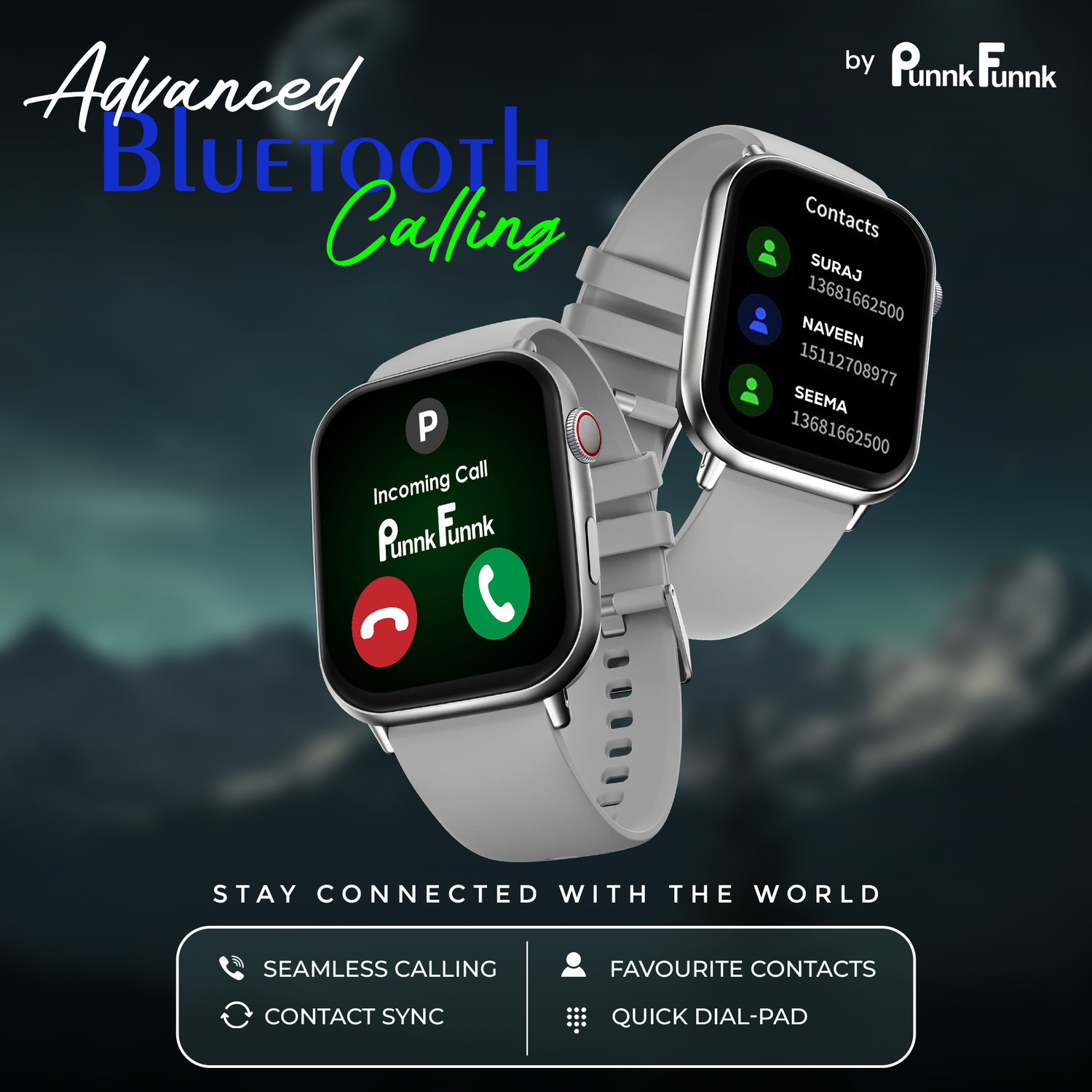Image of PunnkFunnk Edge-Lite | 1.99 inch Amoled Display | BT Calling | AI Voice | Music | Fitness Smartwatch