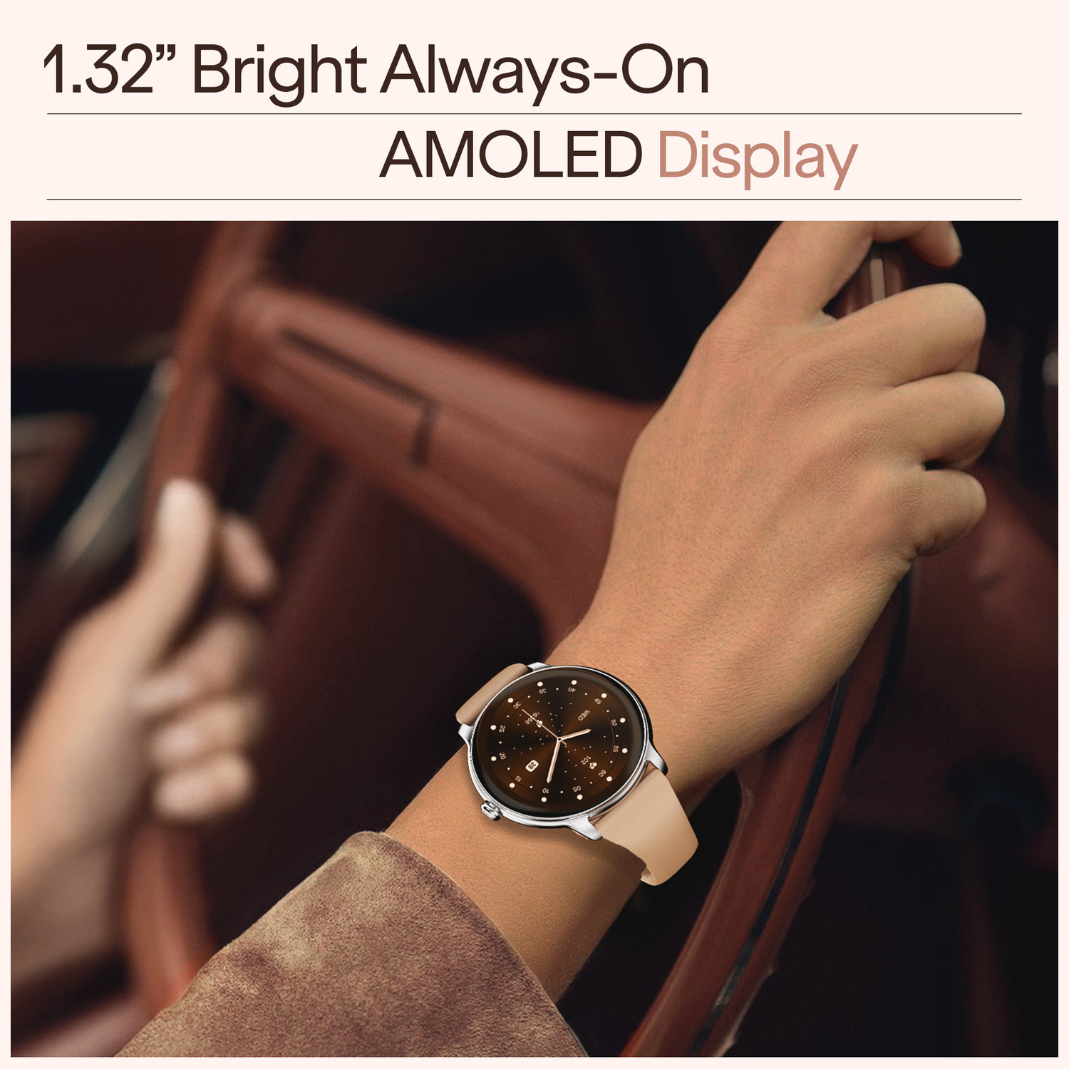 Image of boAt Chrome Iris Ultra-Sleek Metal Body,1.32 AMOLED,1000 Nits,Female Cycle Tracking Smartwatch