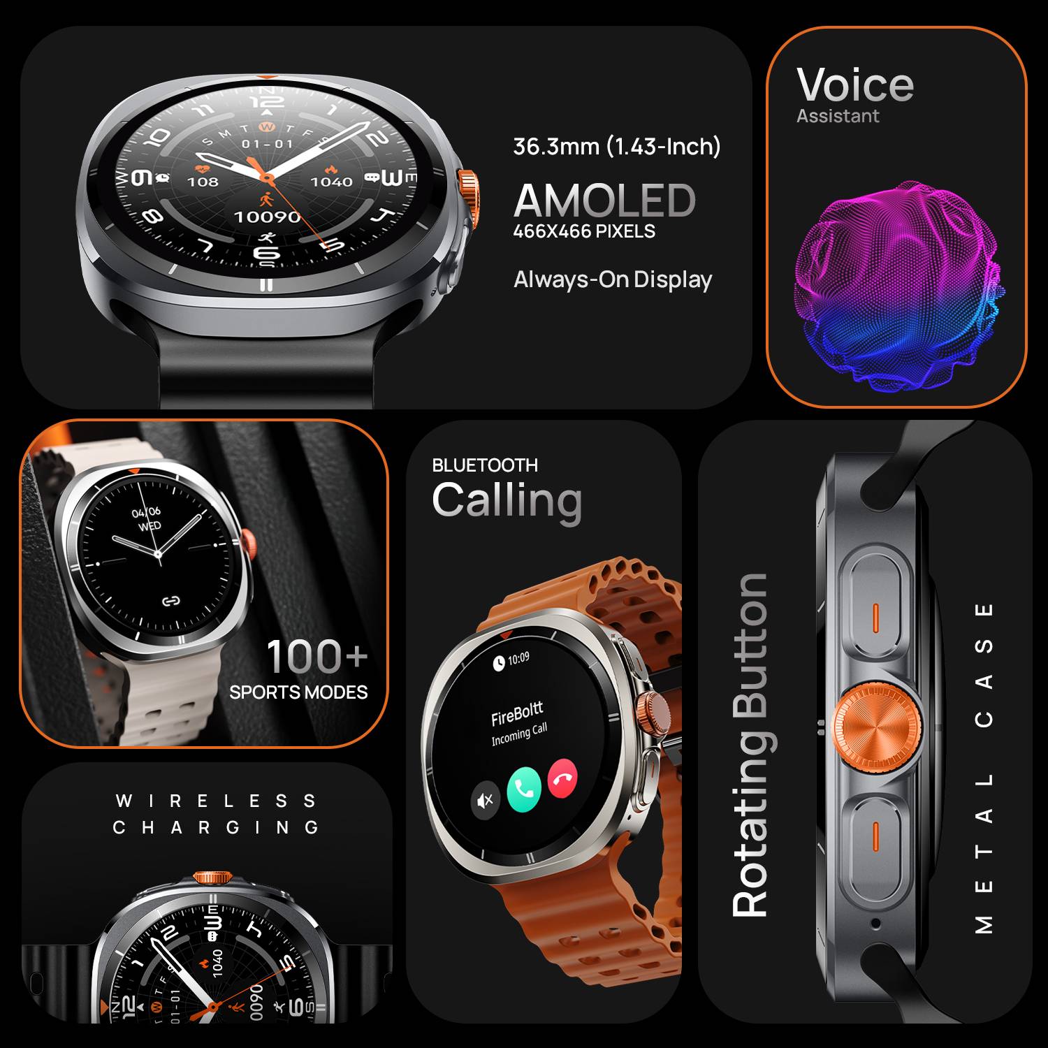 Fire-Boltt Axiom 1.43" AMOLED Smartwatch - Image 3