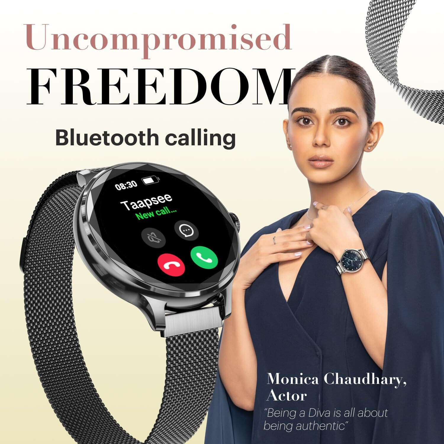Image of Noise Diva Diamond-cut Dial, AMOLED Display, Glossy Metallic Finish Smartwatch