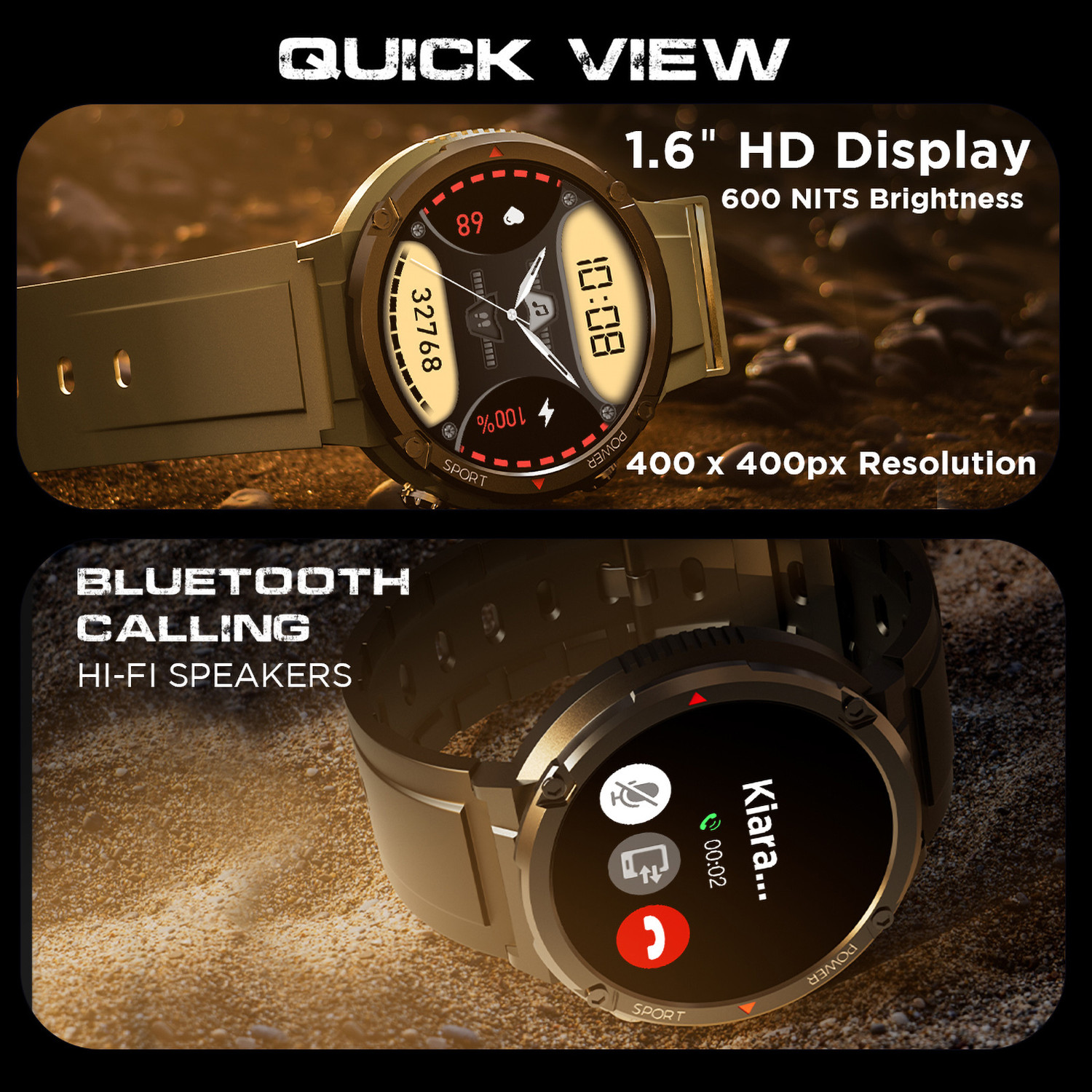 Image of Fire-Boltt Sphere 40.6mm (1.6) Sporty Rugged Smartwatch Metal Body Shock Proof, 600 mAh Smartwatch