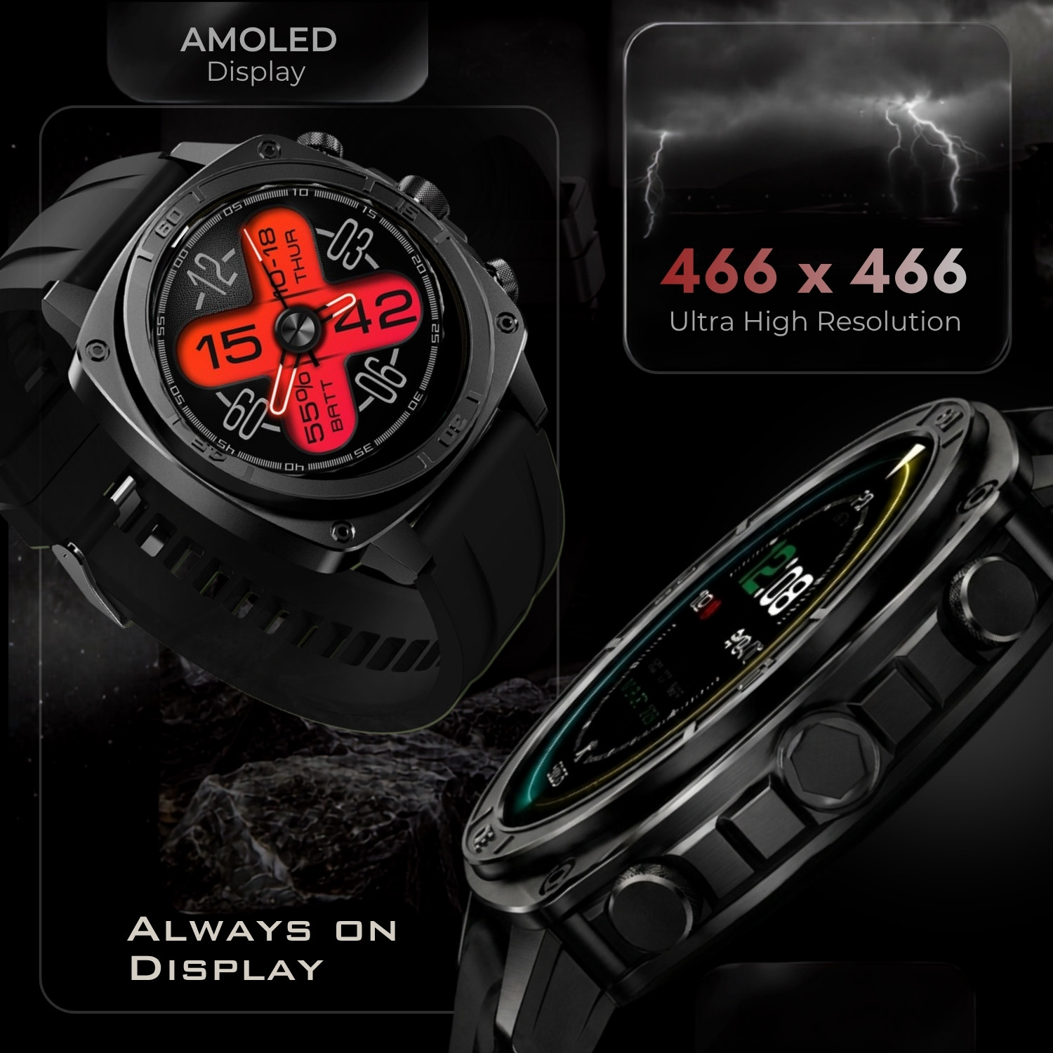 Image of inear INWATCH Pro Smartwatch,1.43 AMOLED HD Display BT Calling AI Voice Assistant IP68 Smartwatch