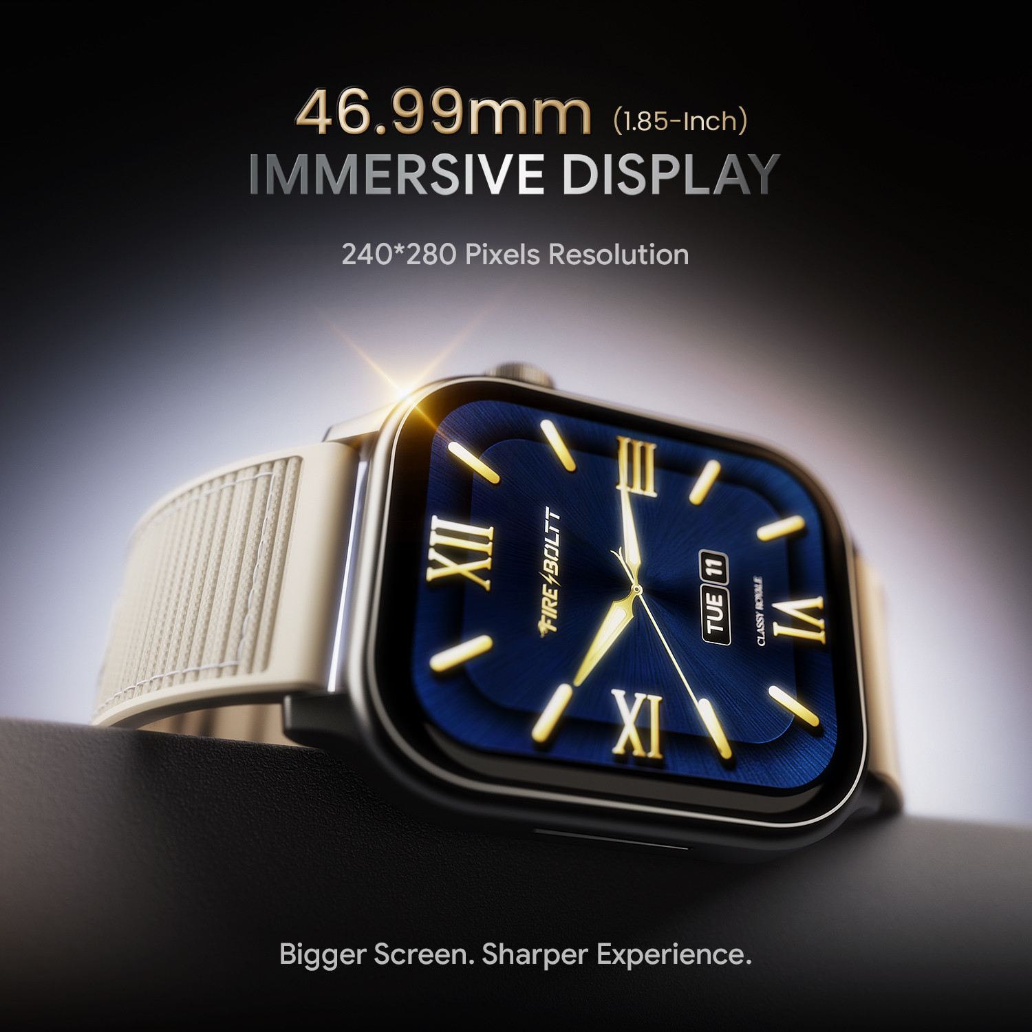 Image of Fire-Boltt Rise Force 1.85 BT Calling, Nylon Fluoroelastomer Hybrid Strap Rotating Crown Smartwatch
