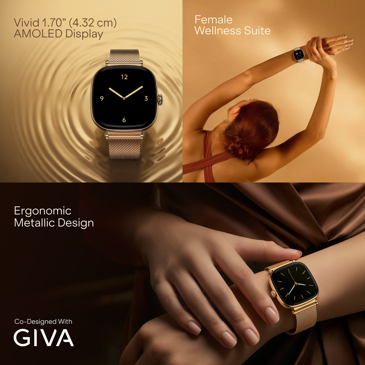 Image of boAt Chrome Ivory, Designed by GIVA, 1.7 inch AMOLED, 1000 nits, Premium Metal Body Smartwatch