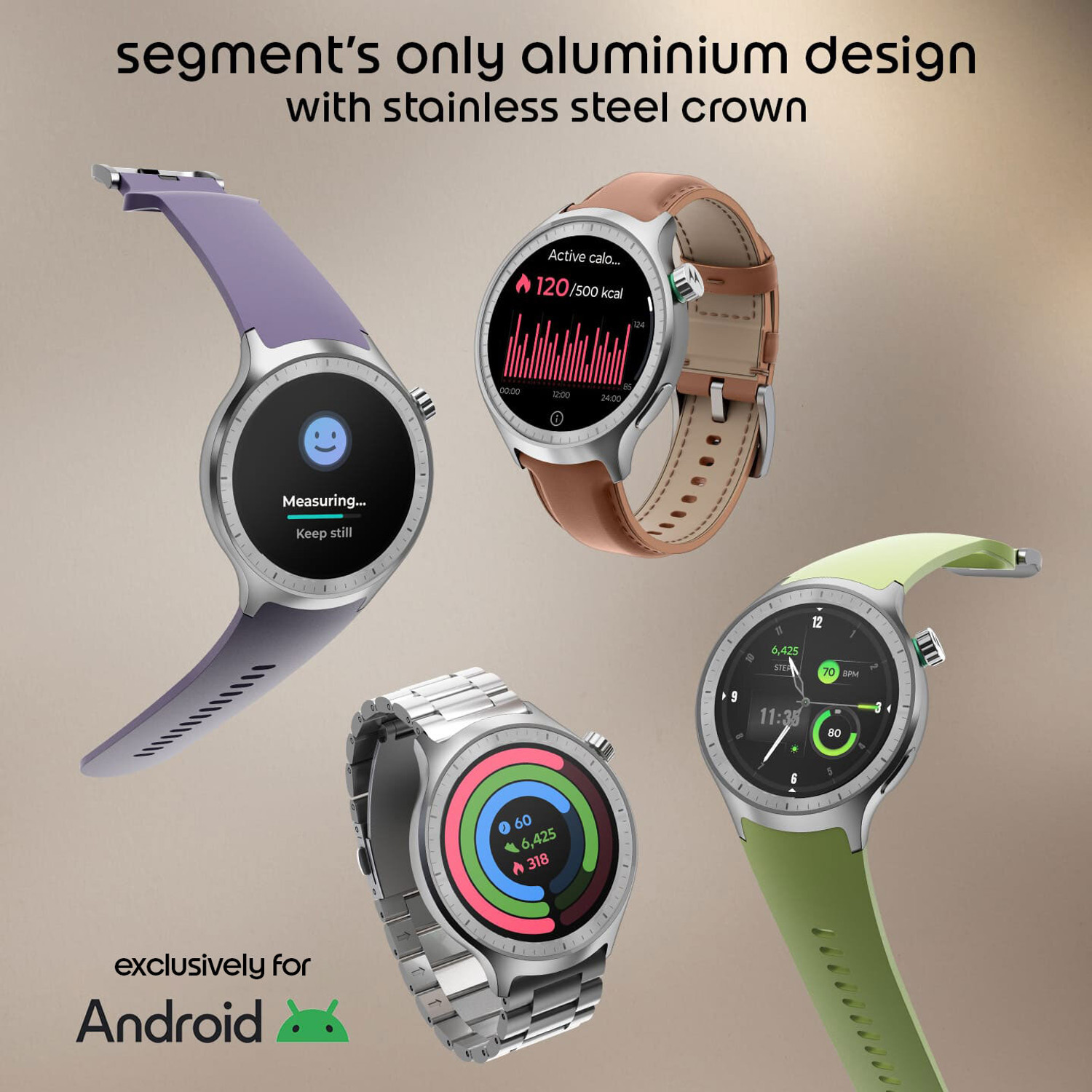 Image of MOTOROLA Moto Watch 1.4 inch OLED, AOD, Dual band GPS, Powered by Polar, Android only Smartwatch