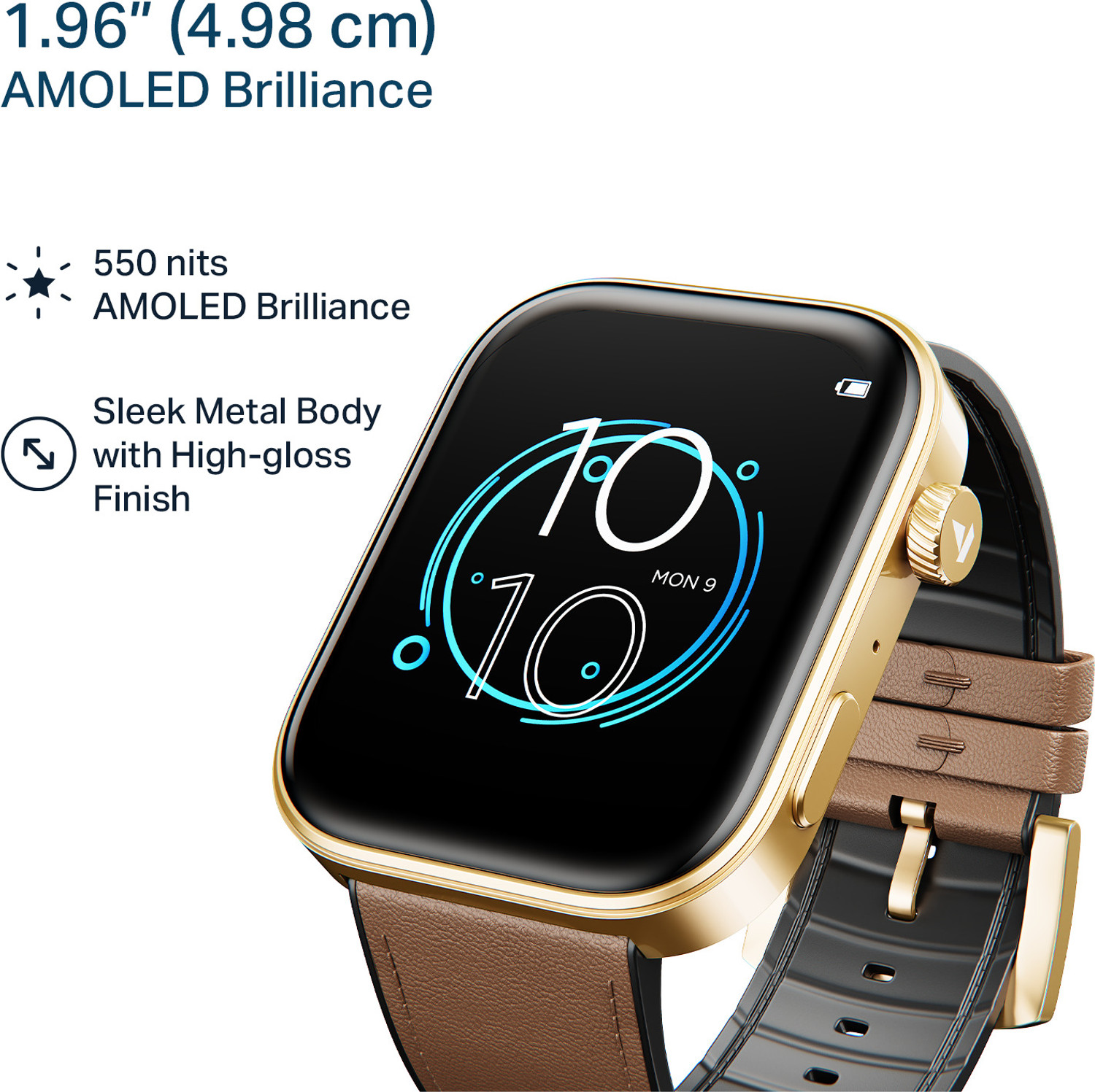Image of boAt Chrome Endeavour, Premium Metal Body, AI Coach, 1.96 inch (4.97cm) AMOLED Display Smartwatch