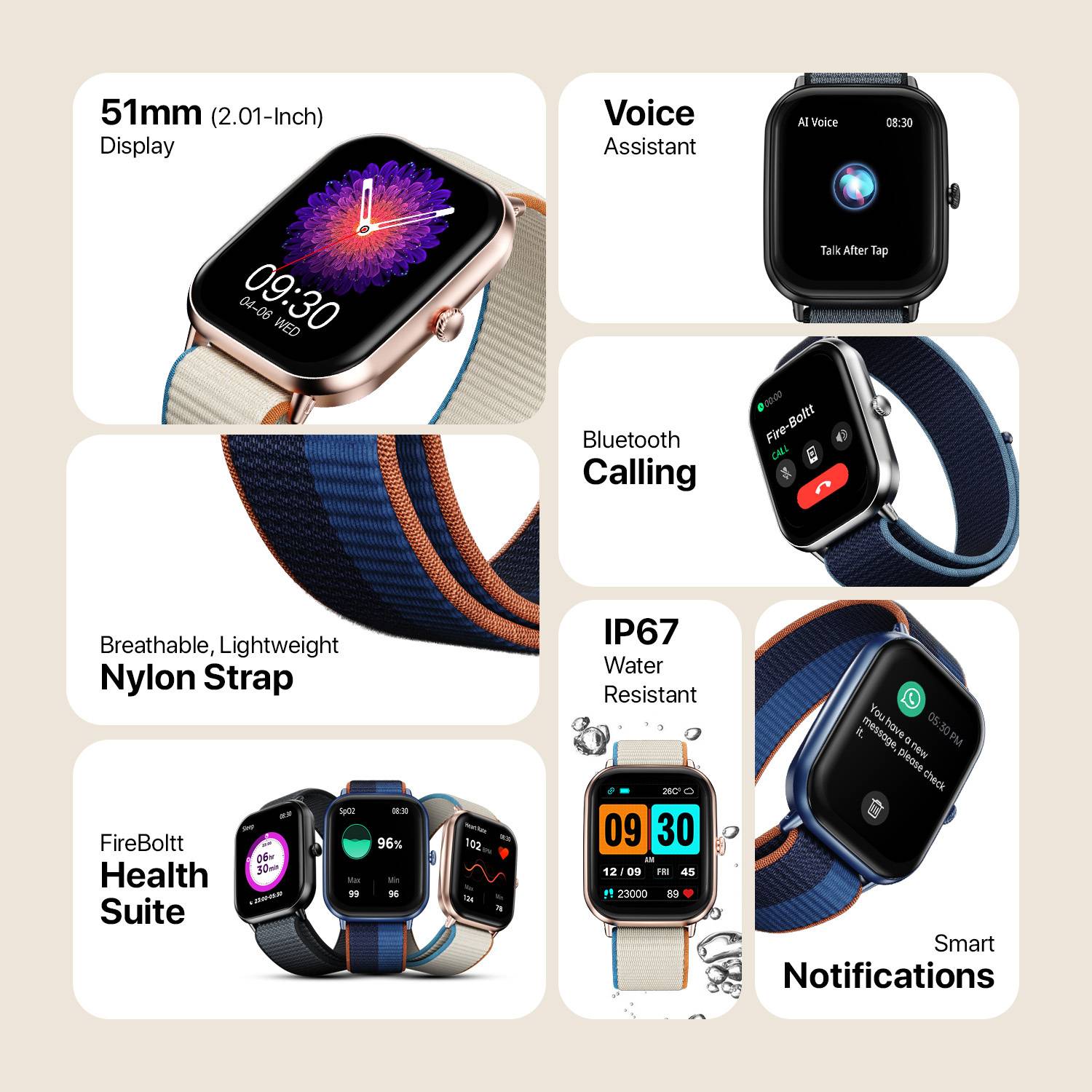 Fire-Boltt Hunter Nyluxe 51.1mm Bluetooth Smartwatch - Image 3