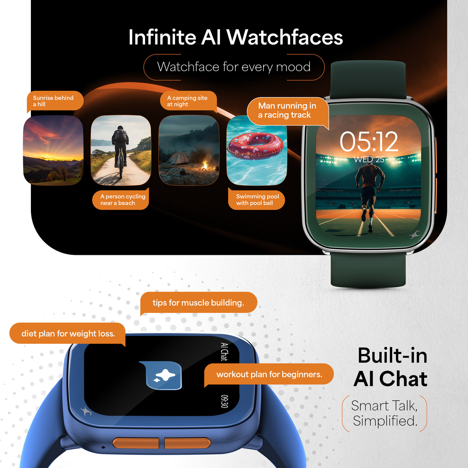 Image of Fastrack Navstar 1.85 inch AMOLED Square Display with Built In GPS,AI Chat,Dual Buttons,IP68 Smartwatch