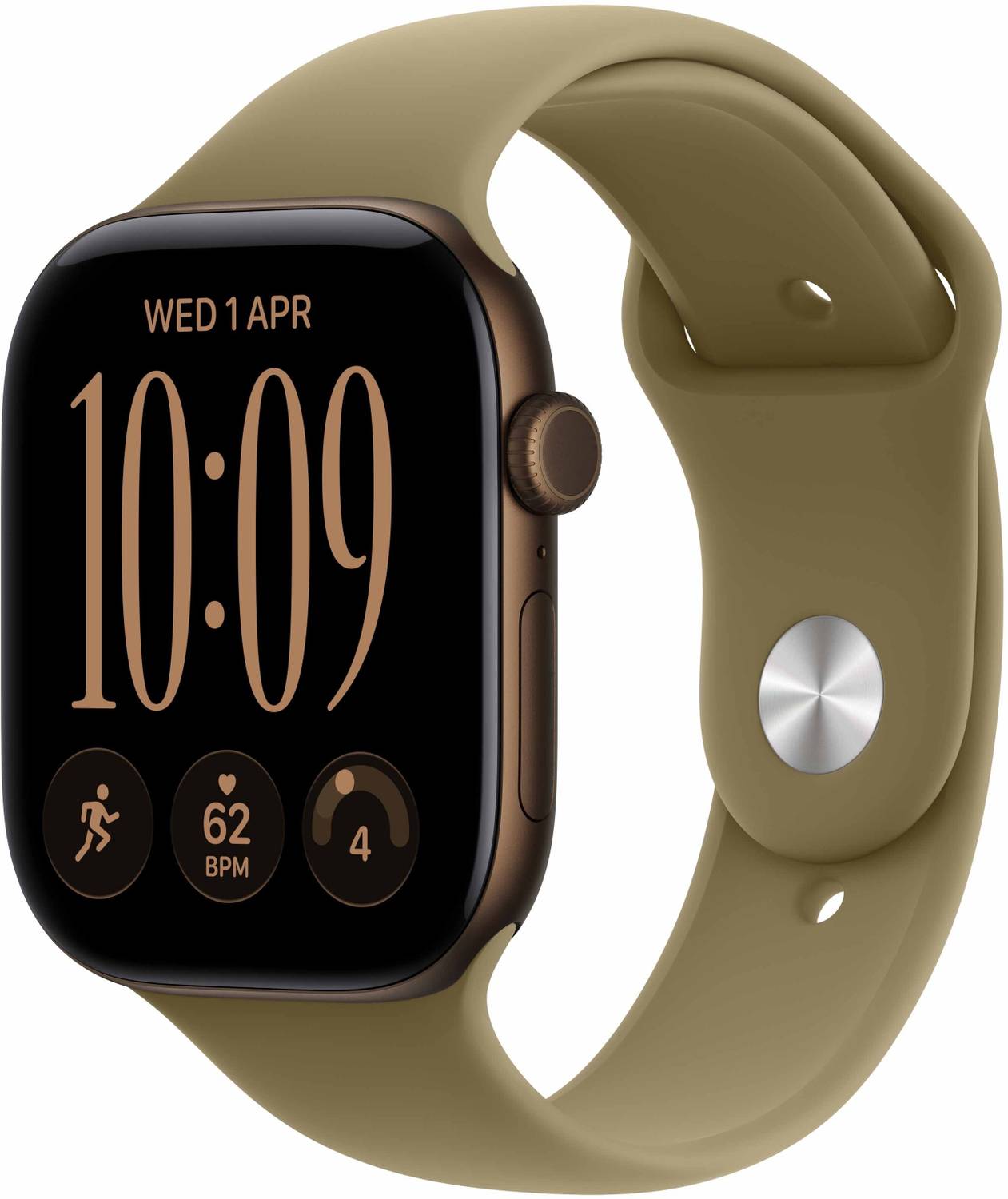 Apple Watch Series 12 GPS 46mm Dark Bronze Aluminium Case with Olive Sport Band - M/L
