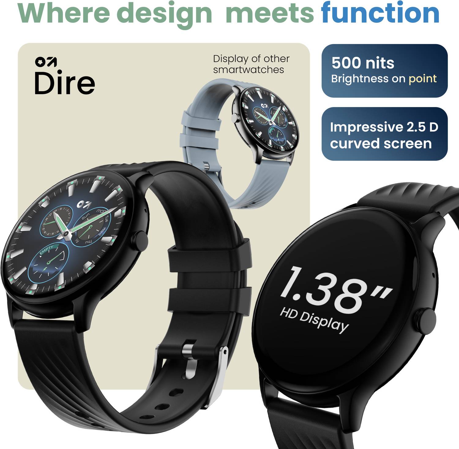 GOBOULT बोल्ट Dire 1.38'' 2.5D HD Display, 500Nits Brightness, 250+ - Image 3