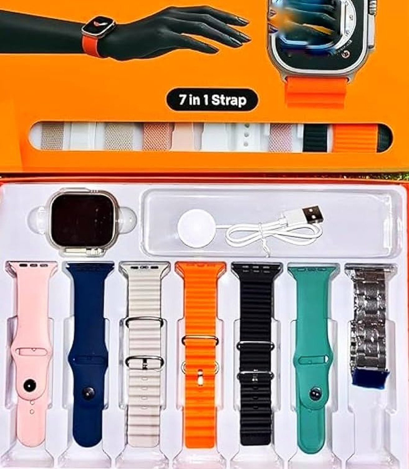 Image of TUNEBUDDY 7in1 Multi-Strap Smartwatch Gift Edition Combo Pack with 7 Designer Straps B297 Smartwatch (Multicolor Strap, Free Size)