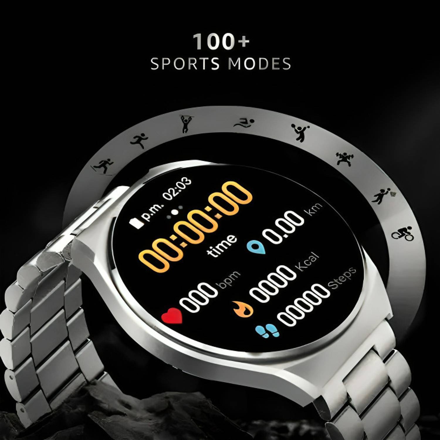 Melbon Steel Strap Heart Rate Monitoring Smartwatch - Image 5