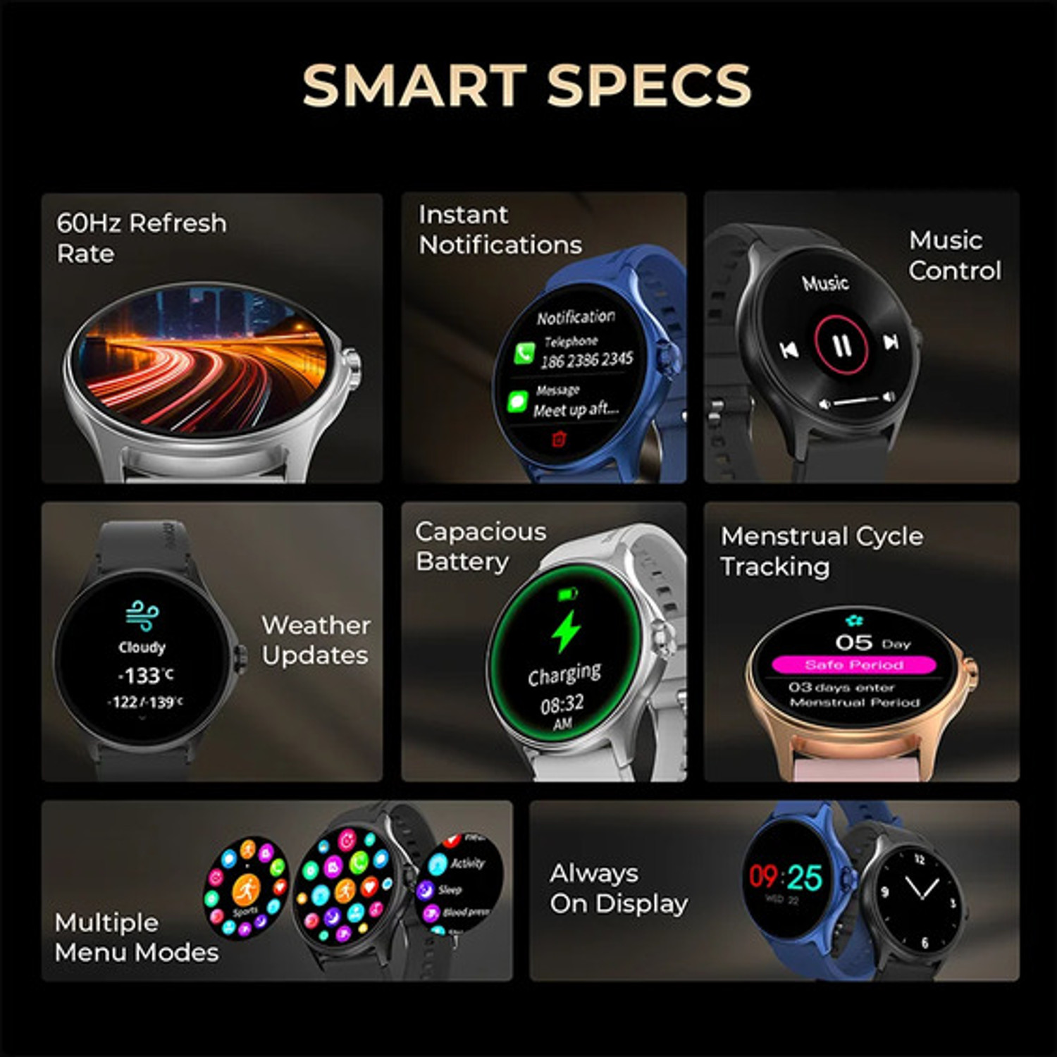 Image of beatXP Sigma 1.38 inch HD Display, Bluetooth Calling, Heart Tracking & AI Voice Assistant Smartwatch (Black Strap, 1.38)