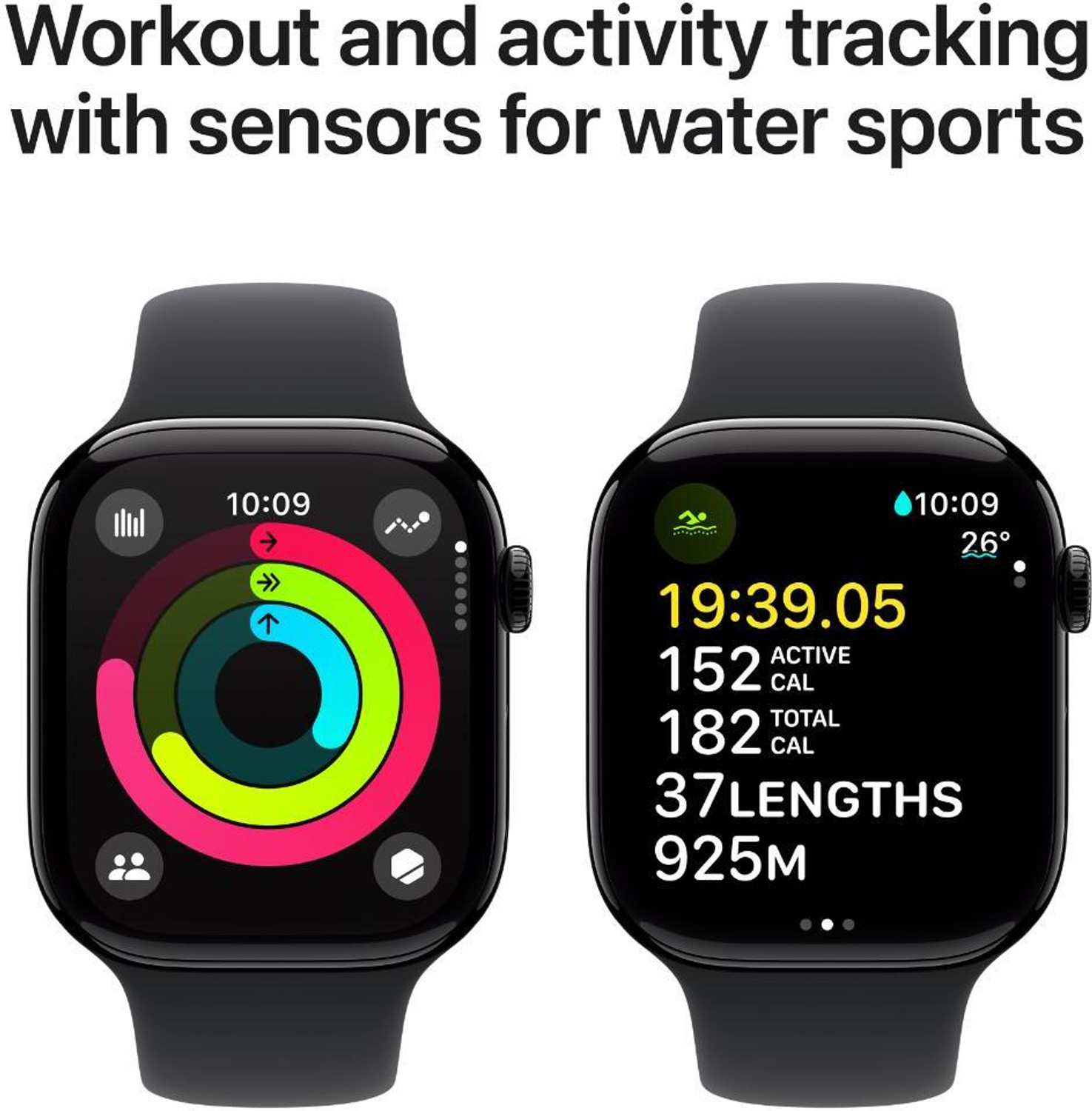 Image of Apple Watch Series 10 GPS + Cellular 46mm Jet Black Aluminium with Black Sport Band