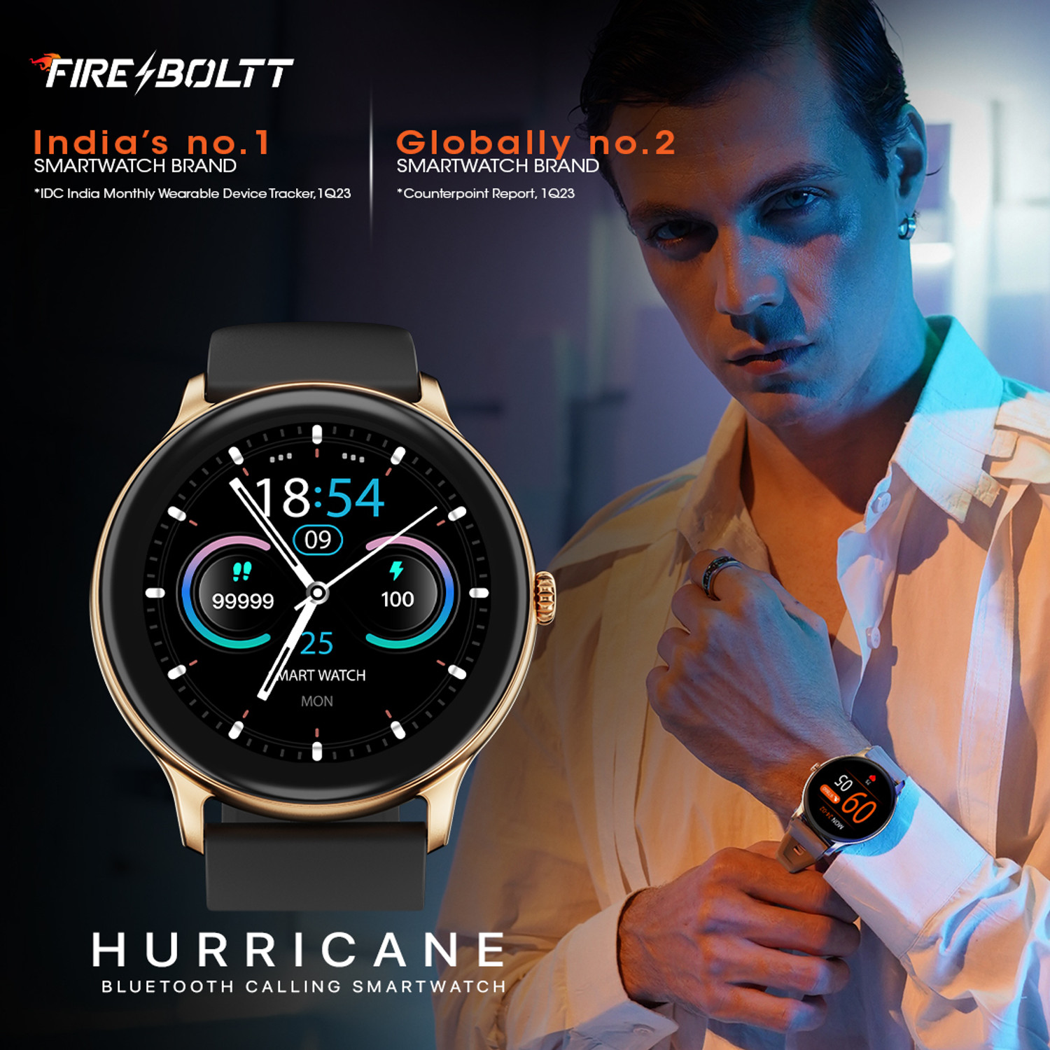 Image of Fire-Boltt Hurricane 33.02mm (1.3) Curved Glass Display with BT Calling, 100+ Sports Modes Smartwatch