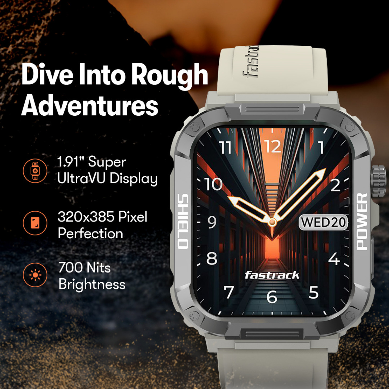 Image of Fastrack Vigor 1.91 Super HD Display|700 Nits|Functional Crown|BT Calling|Rugged Smartwatch